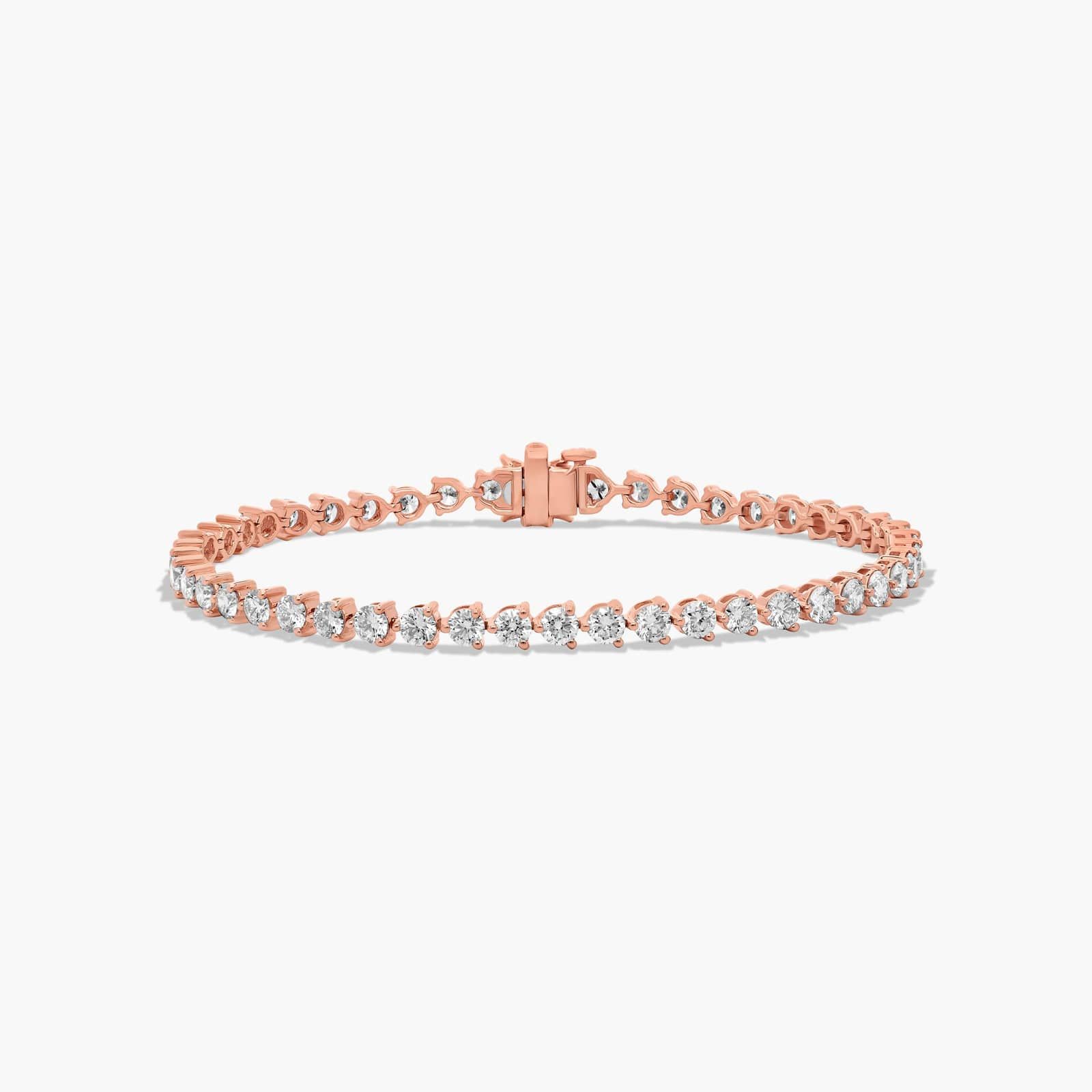 Flower Clasp Tennis Bracelet With 5 CTW Diamonds In 14K Rose Gold By James Allen