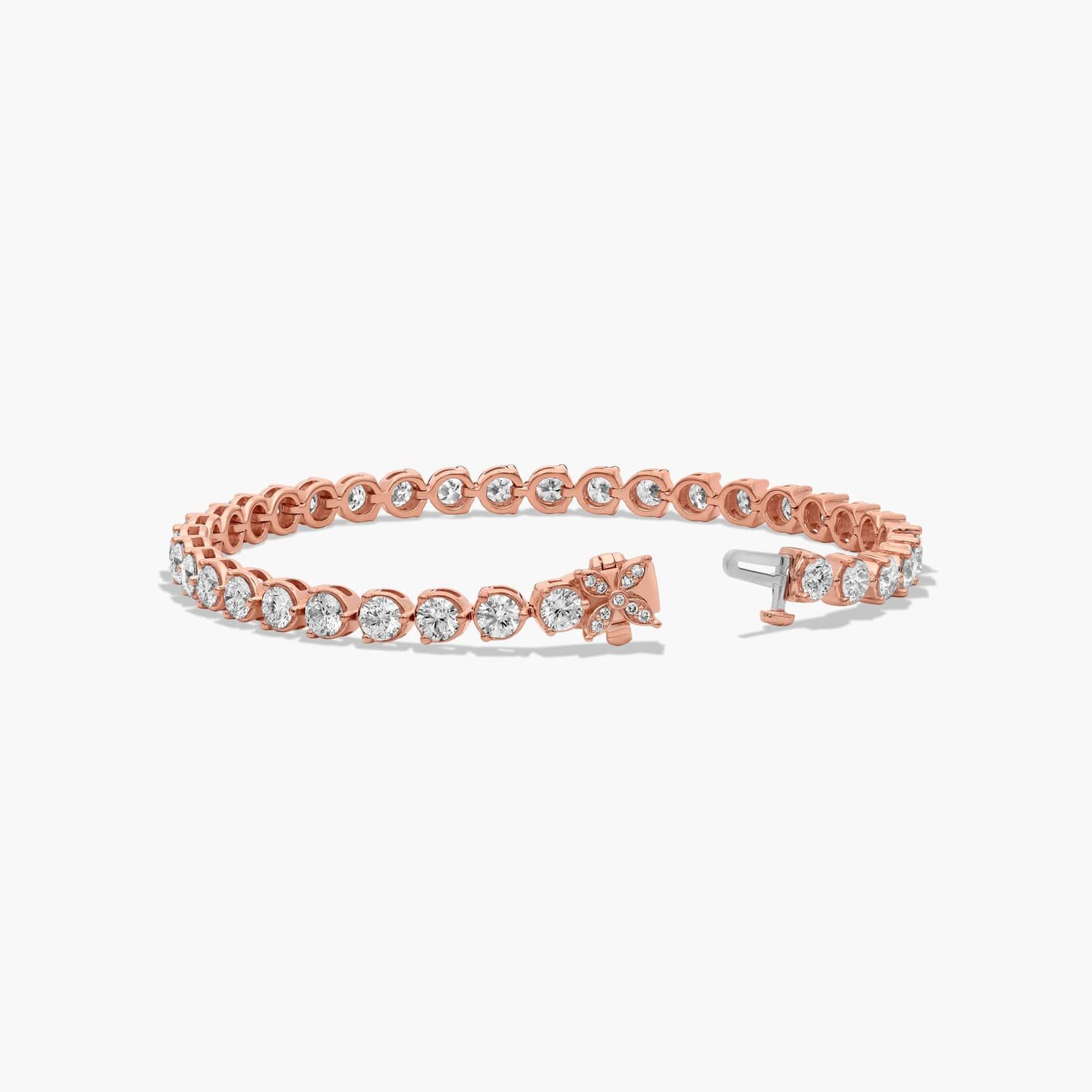 Flower Clasp Tennis Bracelet With 7 CTW Diamonds In 14K Rose Gold By James Allen