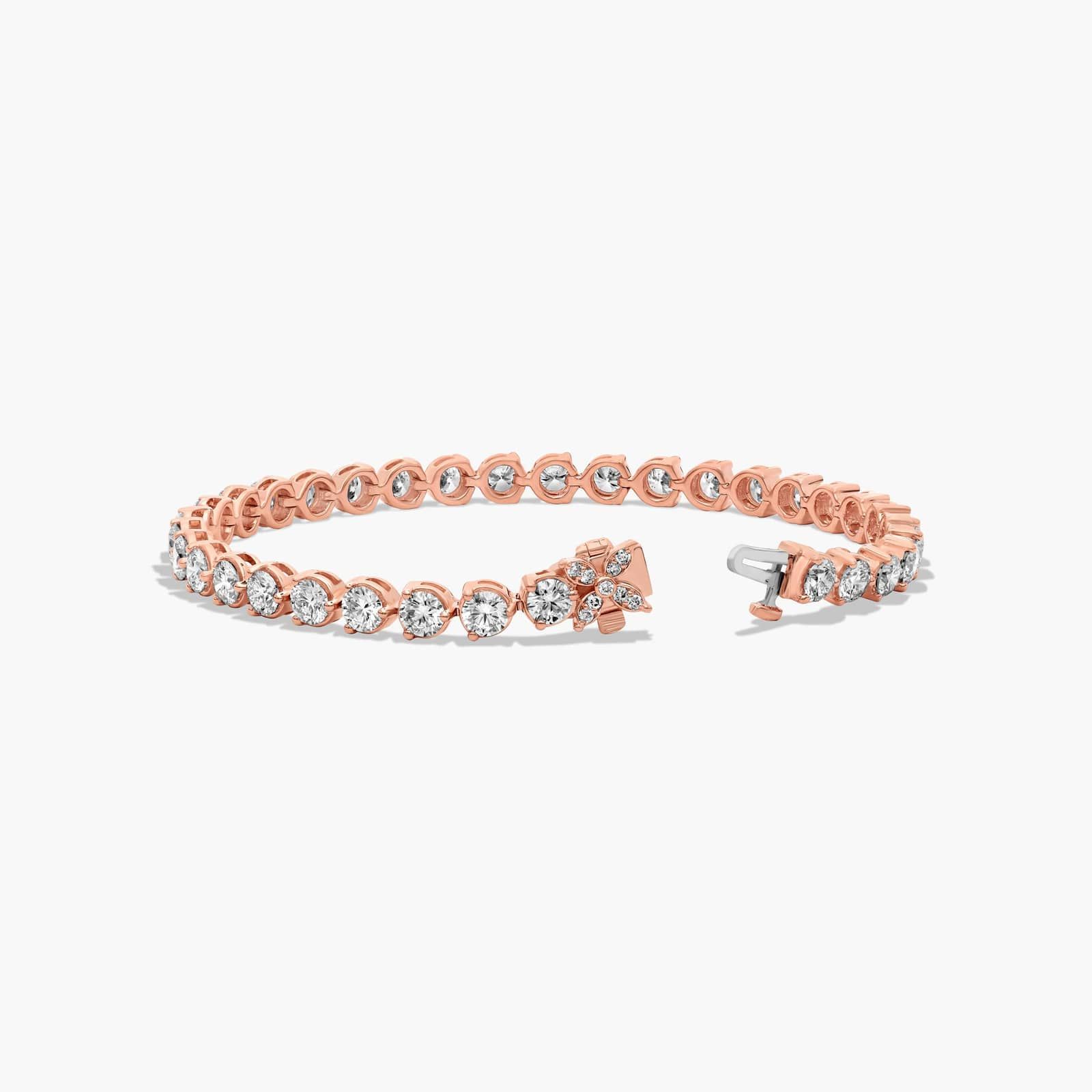 Flower Clasp Tennis Bracelet With 8 CTW Diamonds In 14K Rose Gold By James Allen