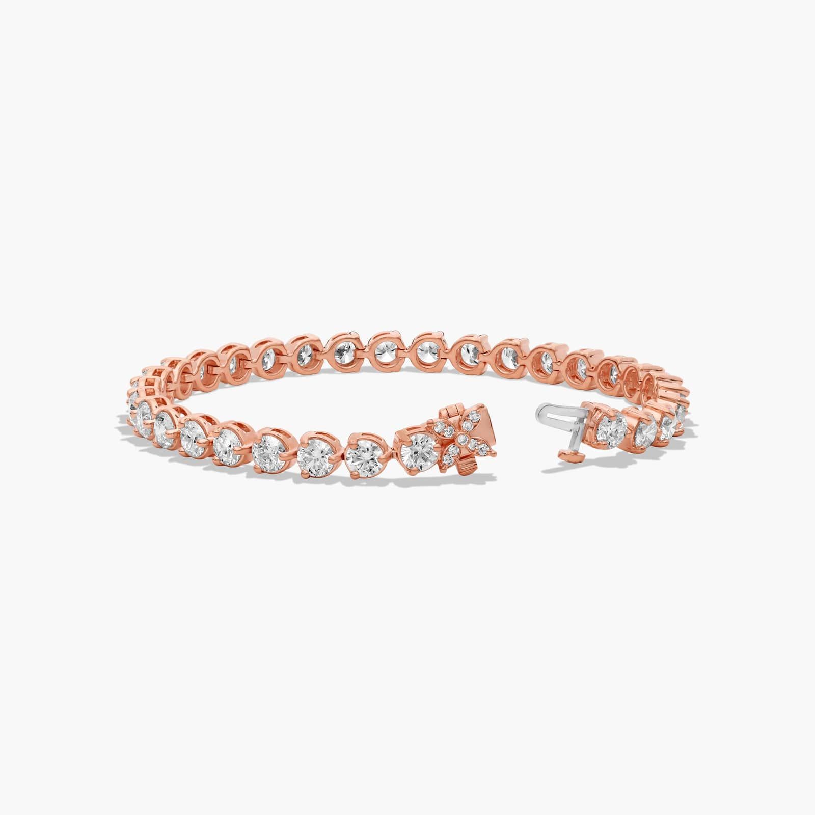 Flower Clasp Tennis Bracelet With 10 CTW Diamonds In 14K Rose Gold By James Allen