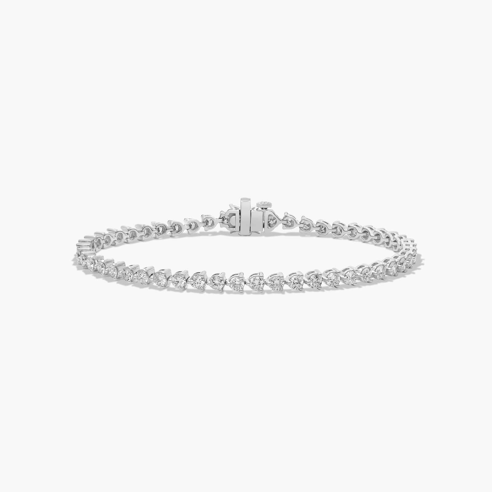 Flower Clasp Tennis Bracelet With 4 CTW Diamonds In 14K White Gold By James Allen