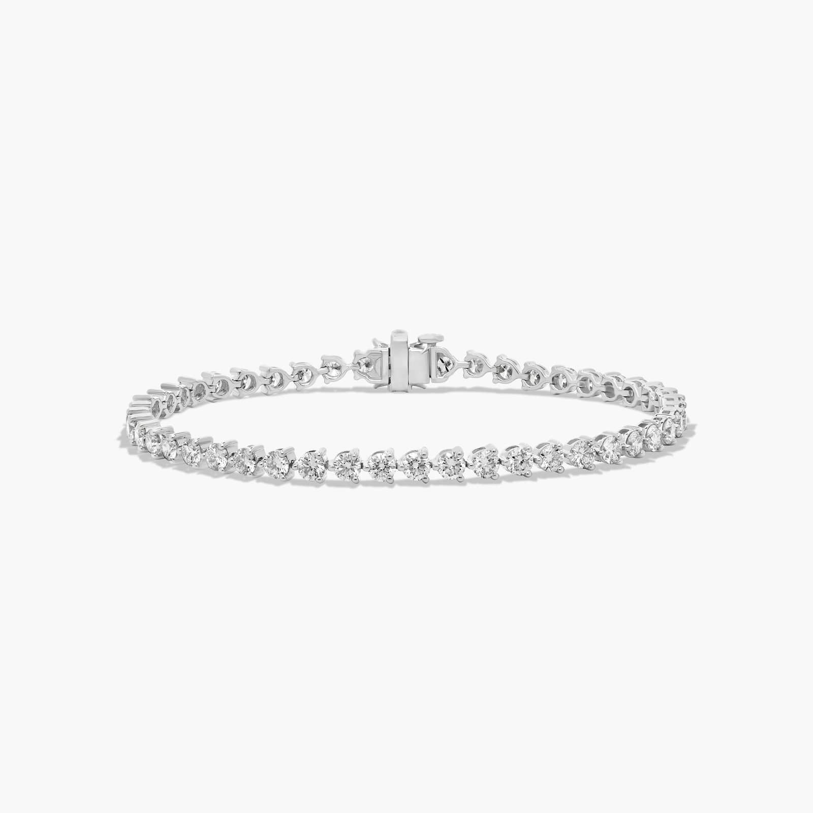 Flower Clasp Tennis Bracelet With 5 CTW Lab-Grown Diamonds In 14K White Gold By James Allen