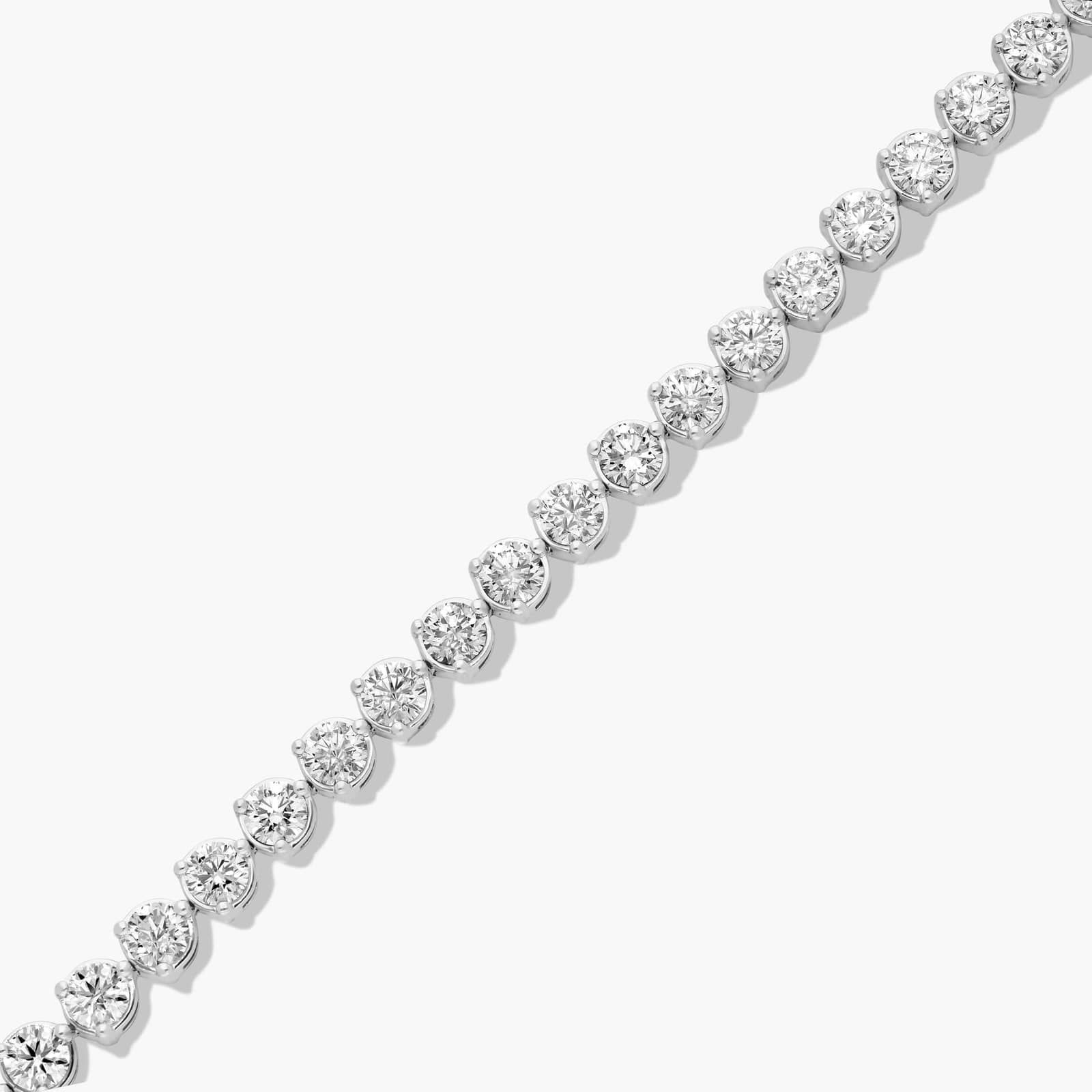 Flower Clasp Tennis Bracelet With 12 CTW Lab-Grown Diamonds In 14K White Gold (7") By James Allen