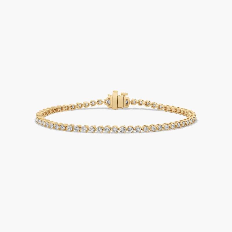 Flower Clasp Tennis Bracelet With 2 CTW Lab-Grown Diamonds In 14K Yellow Gold By James Allen