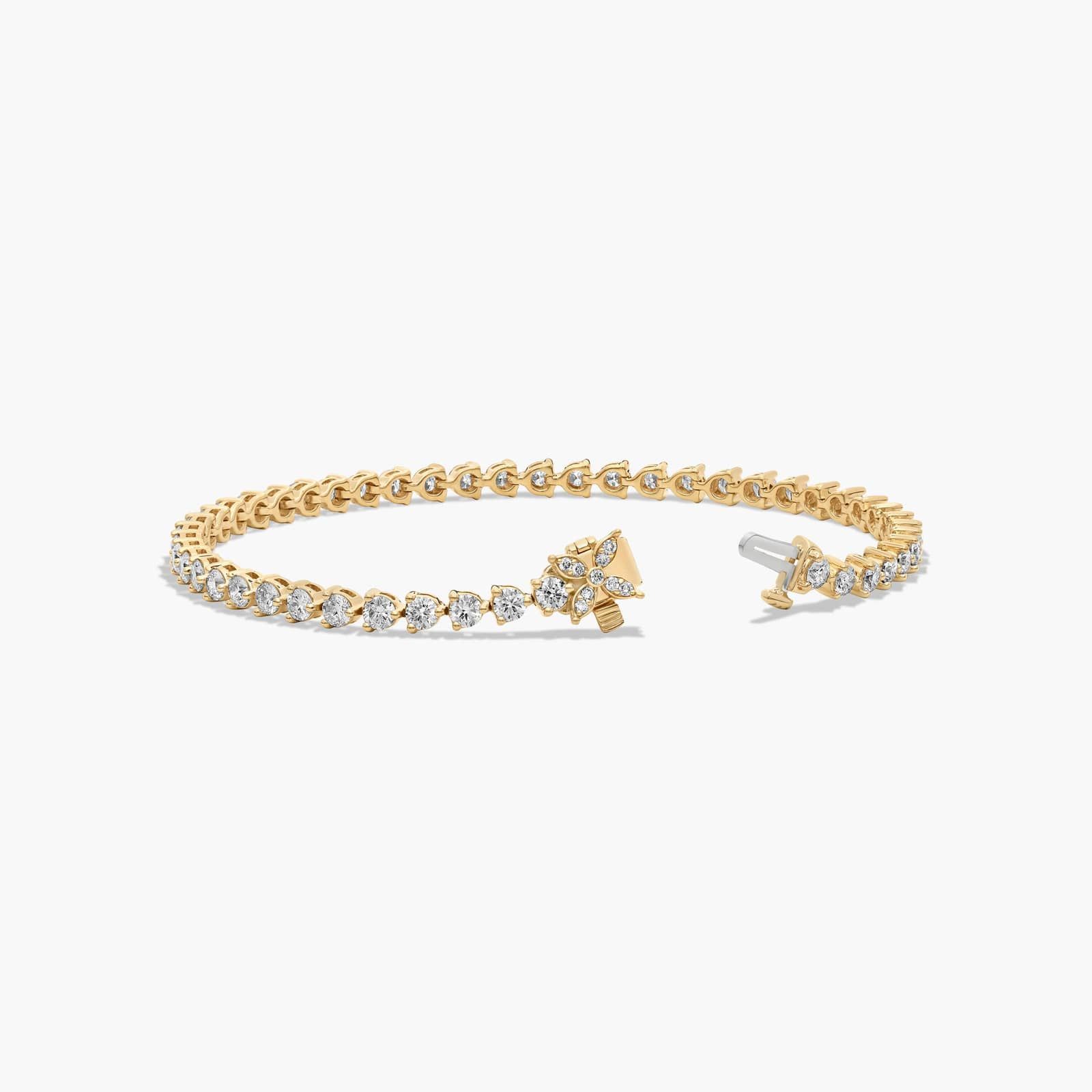 Flower Clasp Tennis Bracelet With 4 CTW Lab-Grown Diamonds In 14K Yellow Gold By James Allen