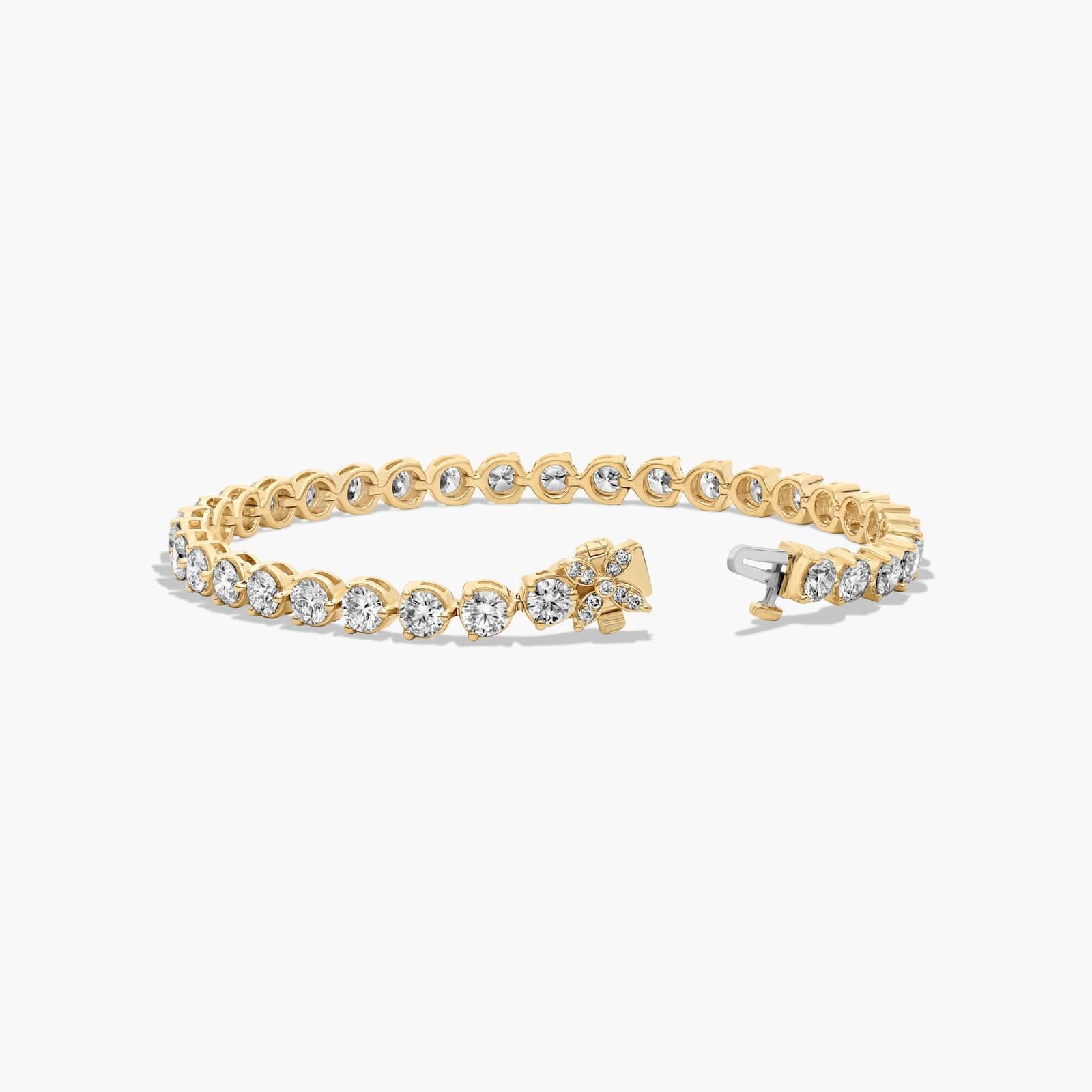Flower Clasp Tennis Bracelet With 8 CTW Lab-Grown Diamonds In 14K Yellow Gold By James Allen