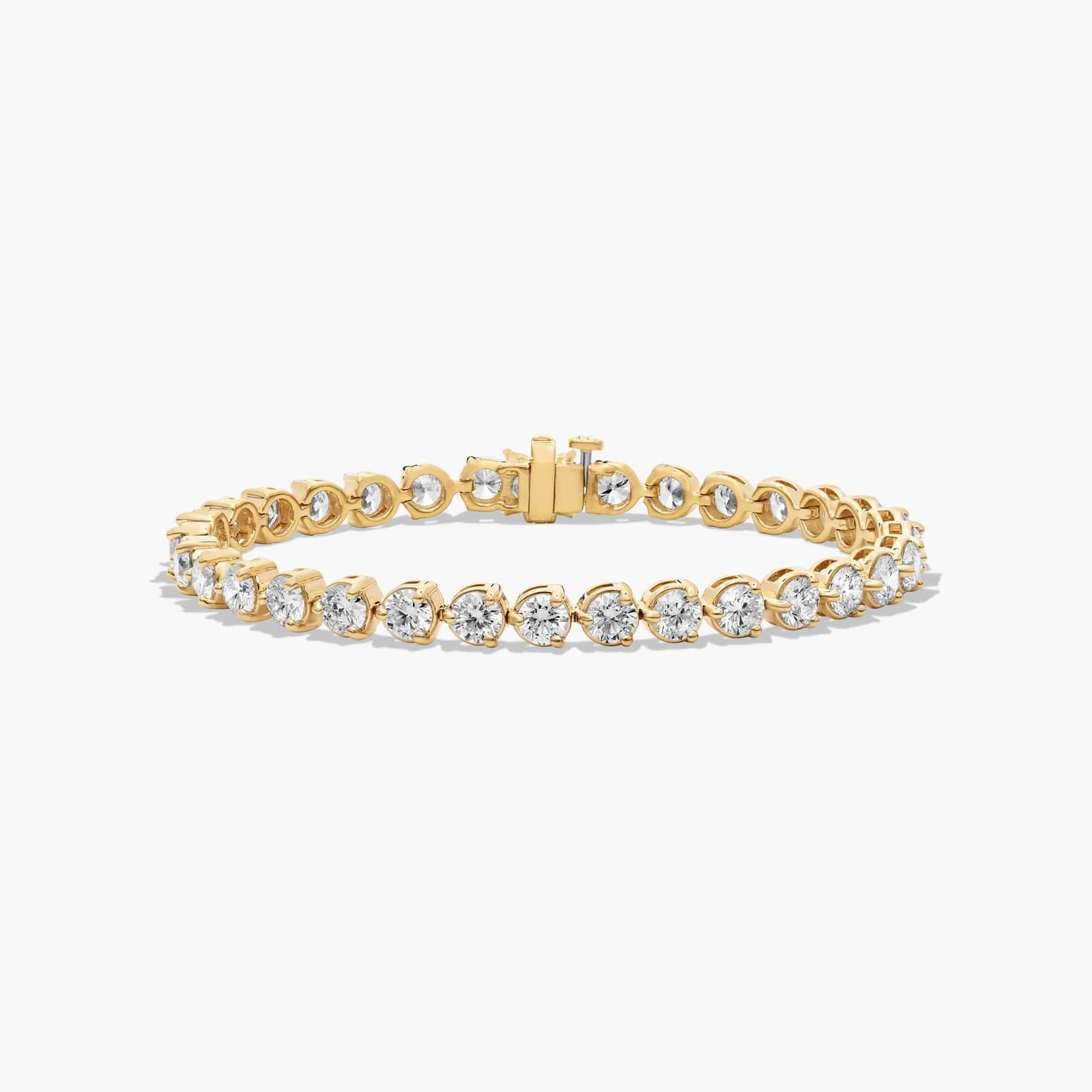 Flower Clasp Tennis Bracelet With 10 CTW Lab-Grown Diamonds In 14K Yellow Gold By James Allen