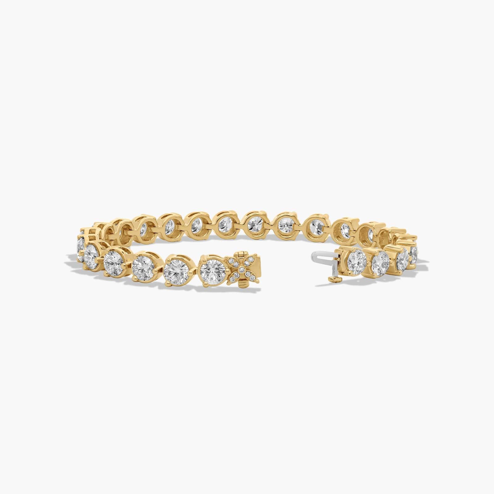 Flower Clasp Tennis Bracelet With 15 CTW Lab-Grown Diamonds In 14K Yellow Gold (7") By James Allen