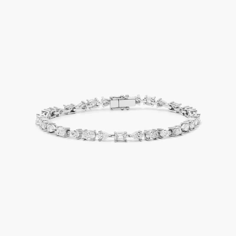 Lab-Grown Diamond Fancy Array Tennis Bracelet In 14K White Gold By James Allen