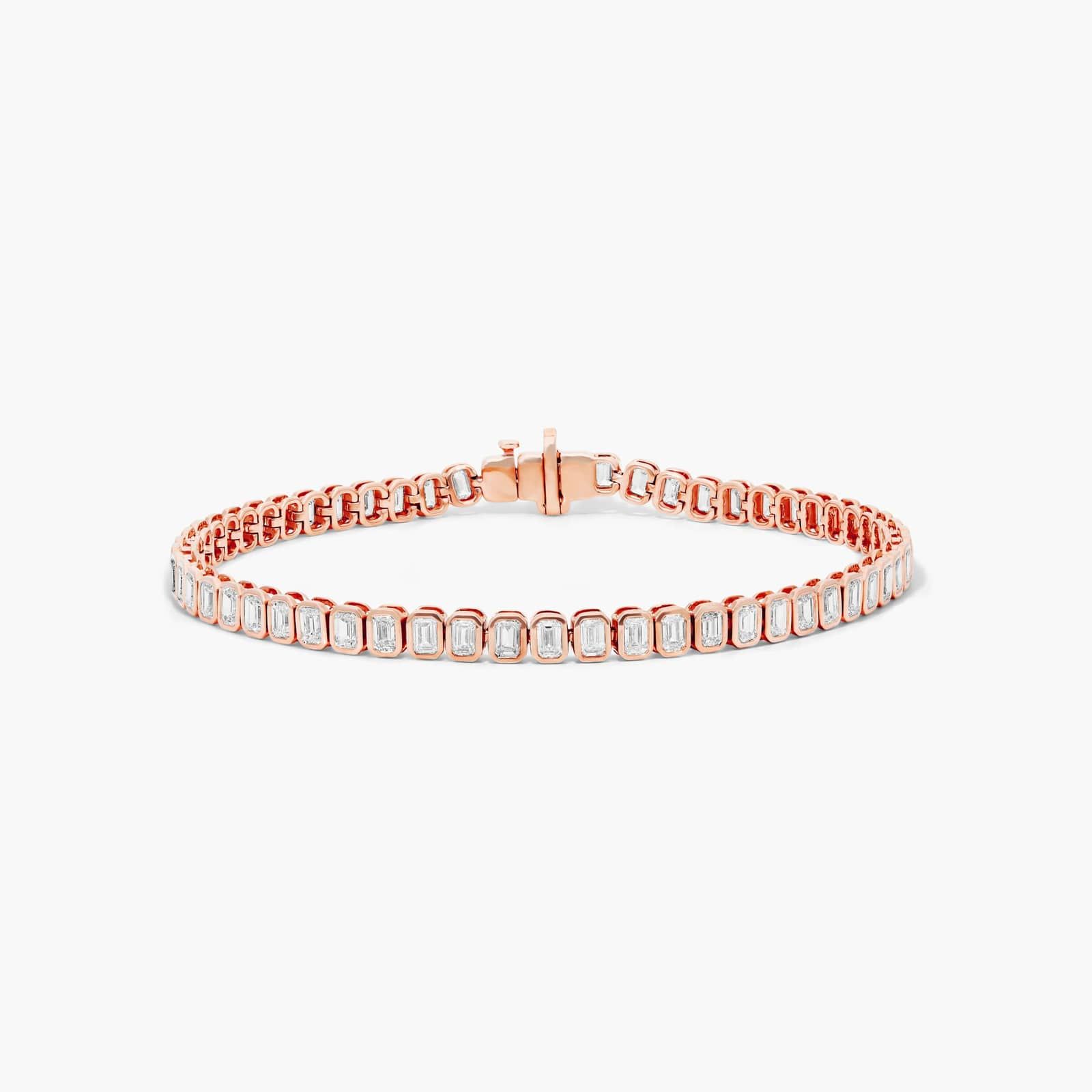 Bezel Tennis Bracelet With Emerald Cut Lab-Grown Diamonds In 14K Rose Gold By James Allen