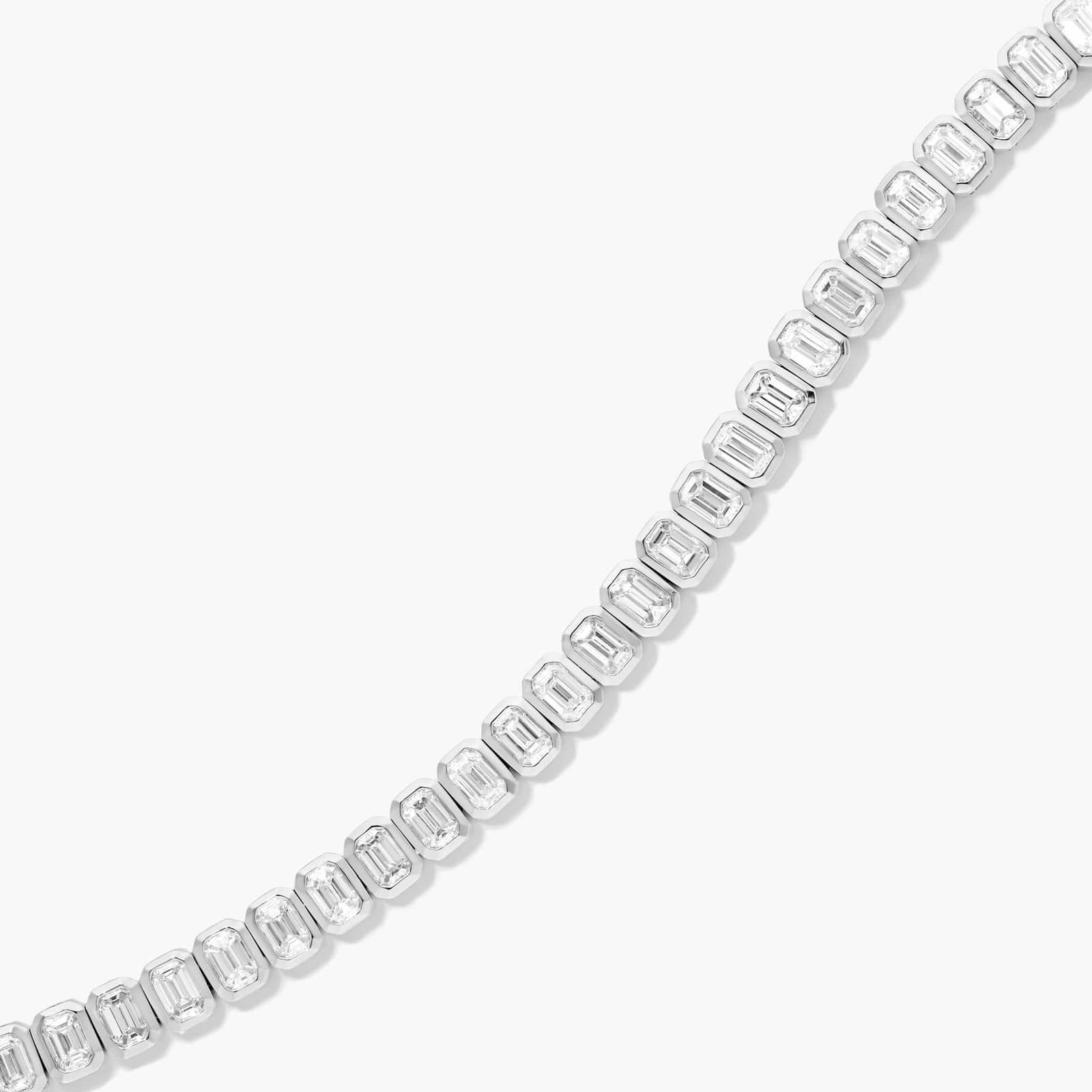 Bezel Tennis Bracelet With Emerald Cut Diamonds In 14K White Gold By James Allen