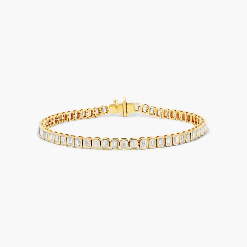 Bezel Tennis Bracelet With Emerald Cut Diamonds In 14K Yellow Gold By James Allen