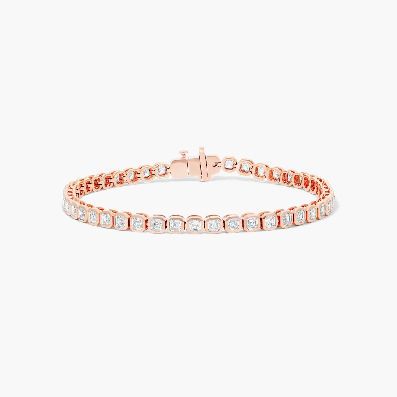 Bezel Tennis Bracelet With Asscher Cut Diamonds In 14K Rose Gold By James Allen