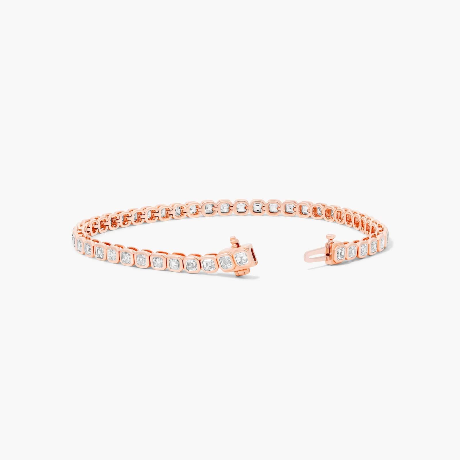 Bezel Tennis Bracelet With Asscher Cut Lab-Grown Diamonds In 14K Rose Gold By James Allen