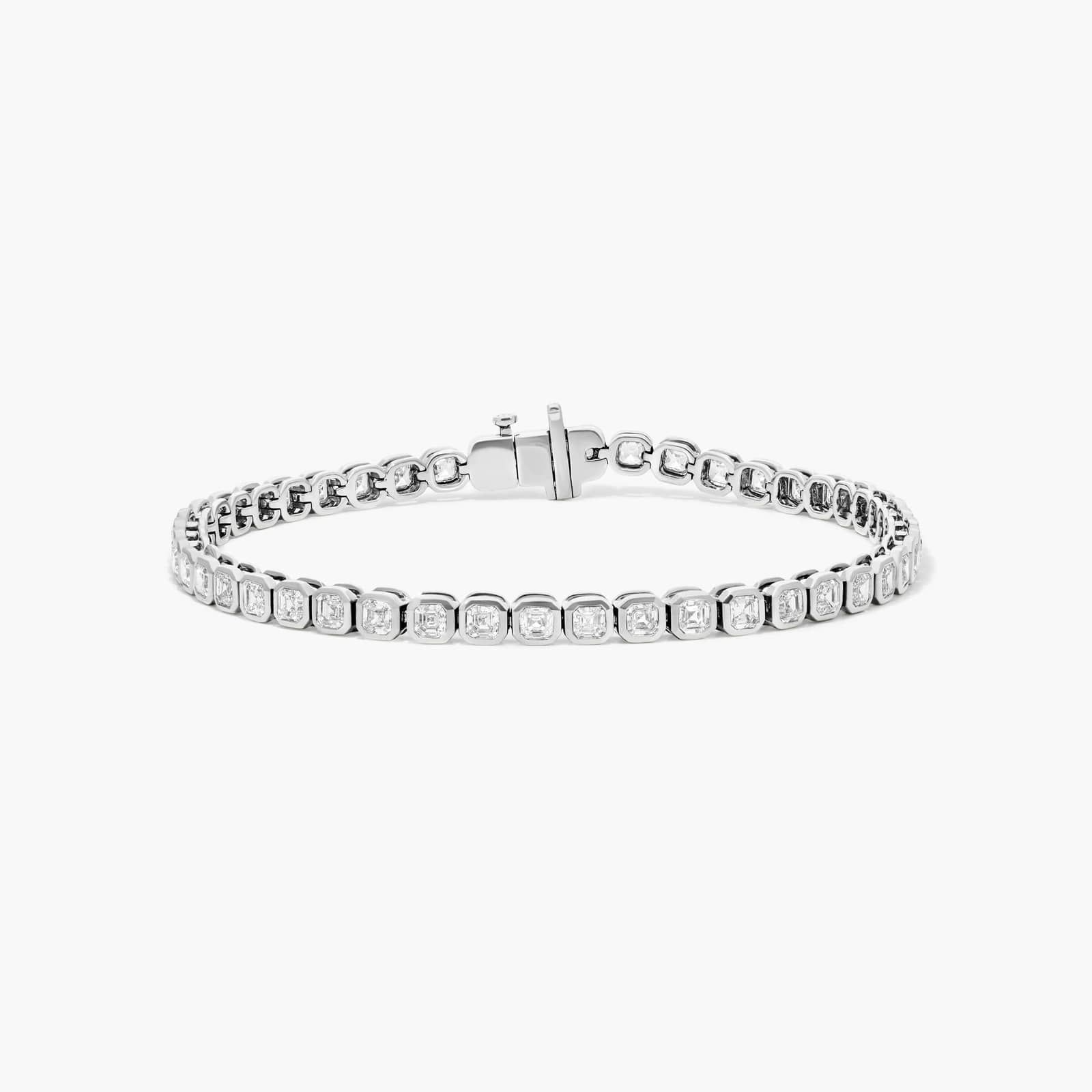 Bezel Tennis Bracelet With Asscher Cut Diamonds In 14K White Gold By James Allen