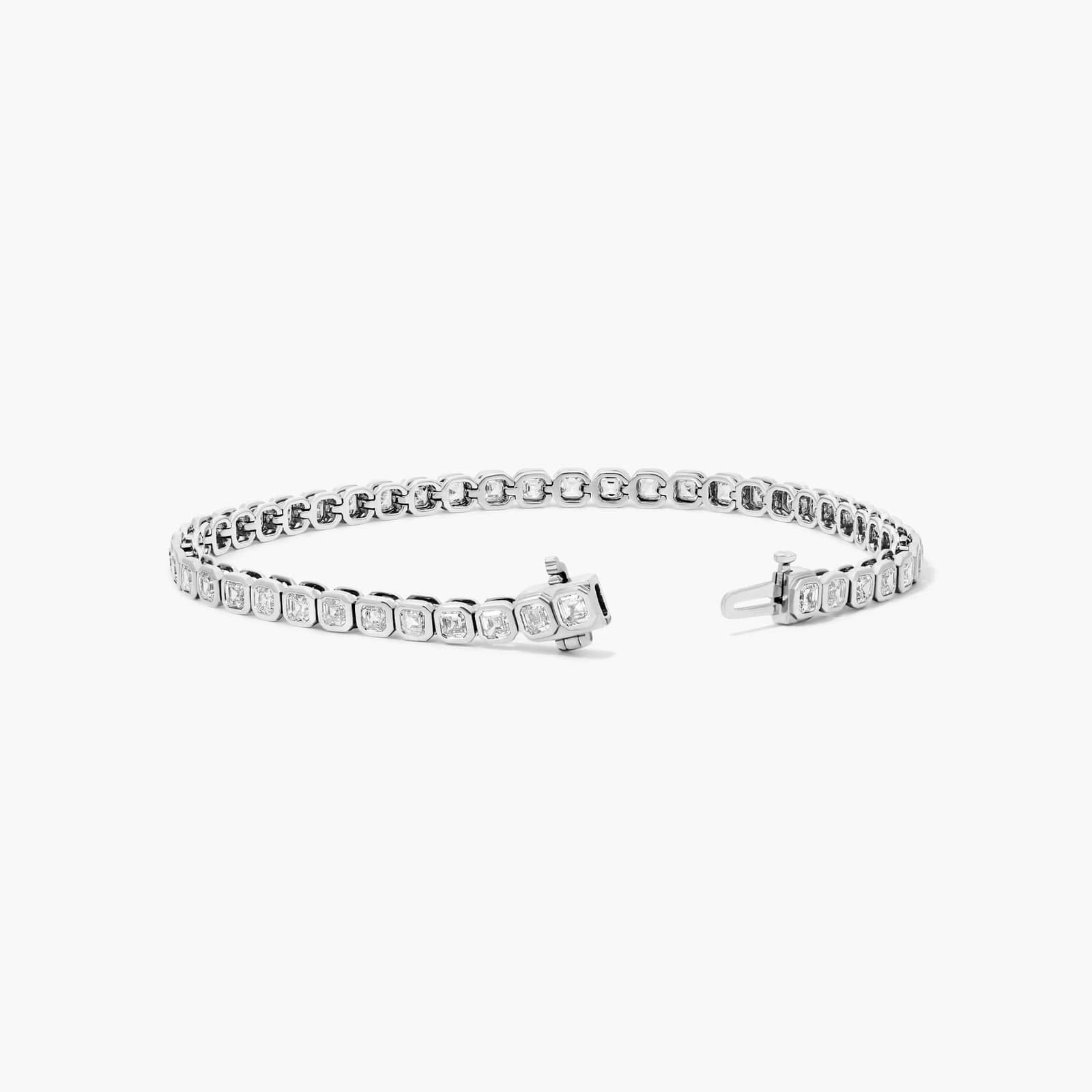 Bezel Tennis Bracelet With Asscher Cut Lab-Grown Diamonds In 14K White Gold By James Allen