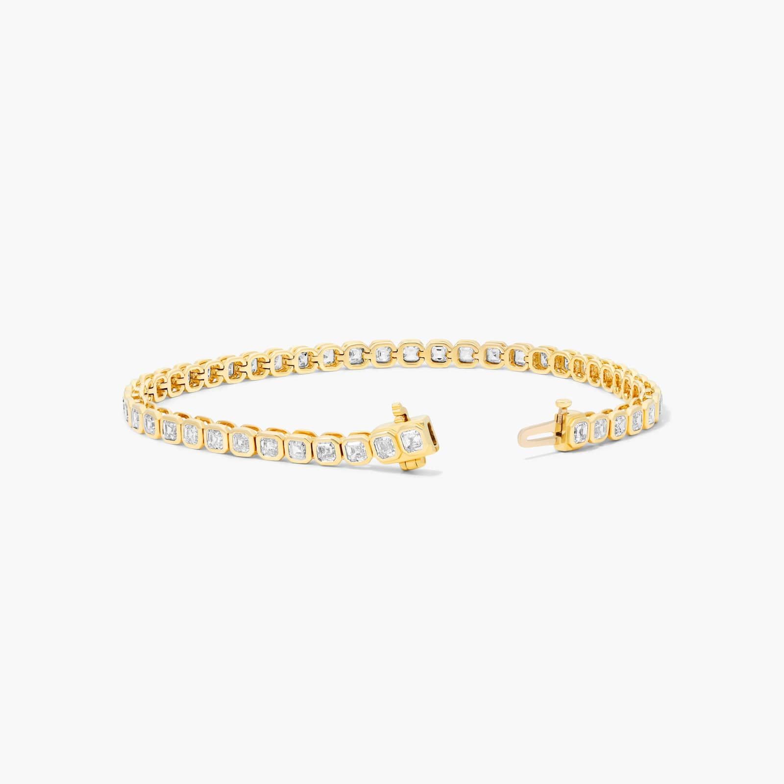 Bezel Tennis Bracelet With Asscher Cut Diamonds In 14K Yellow Gold By James Allen