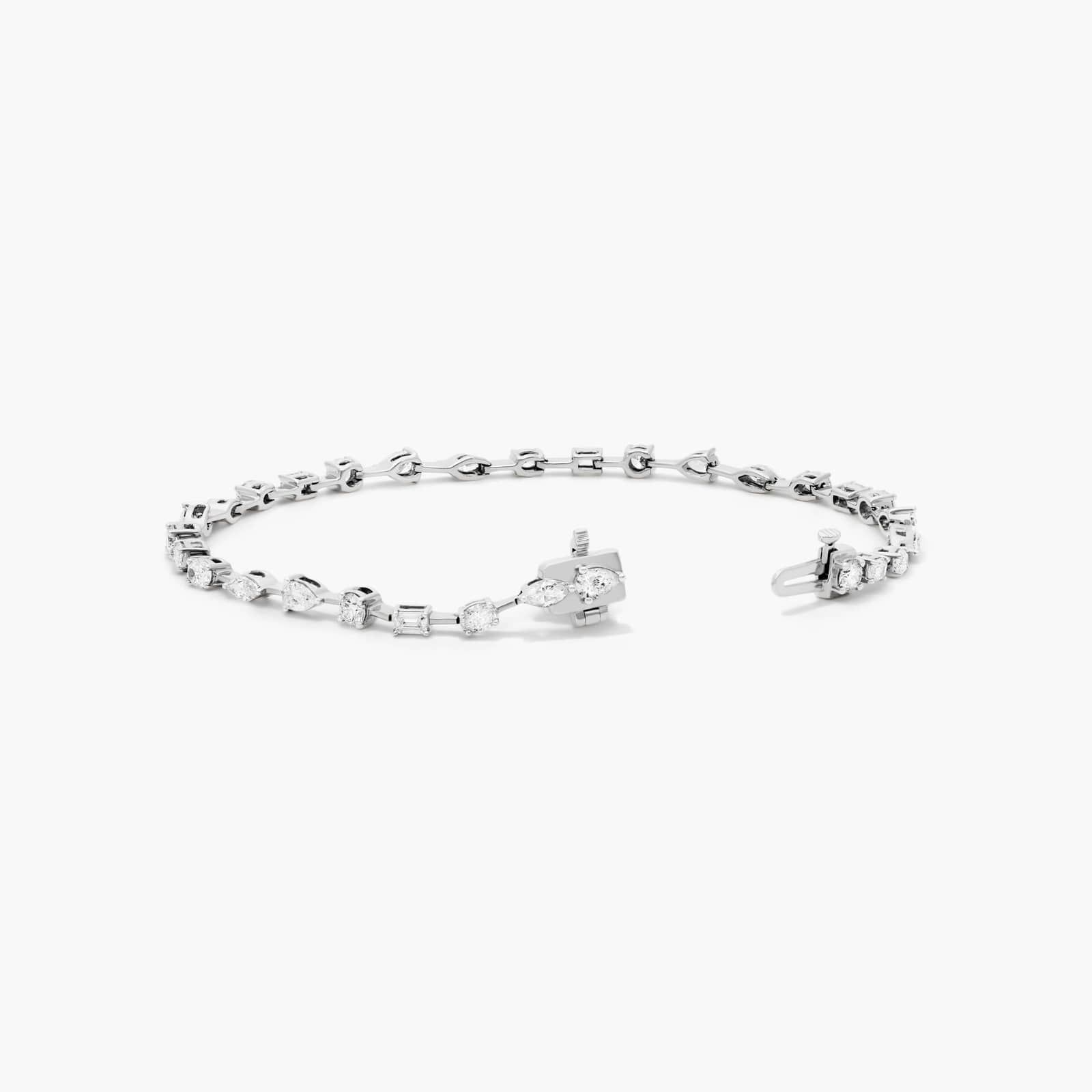 Petite Mix Shapes Diamond Tennis Bracelet In 14K White Gold By James Allen
