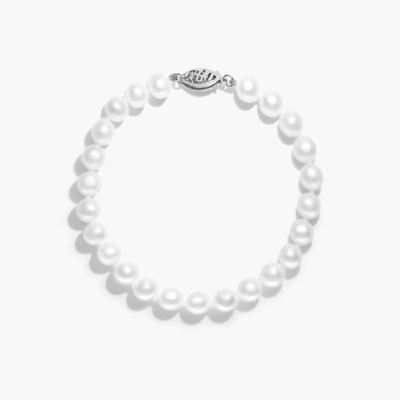 Freshwater Cultured Pearl Fish Clasp Bracelet In 14K White Gold (6-7 mm) By James Allen