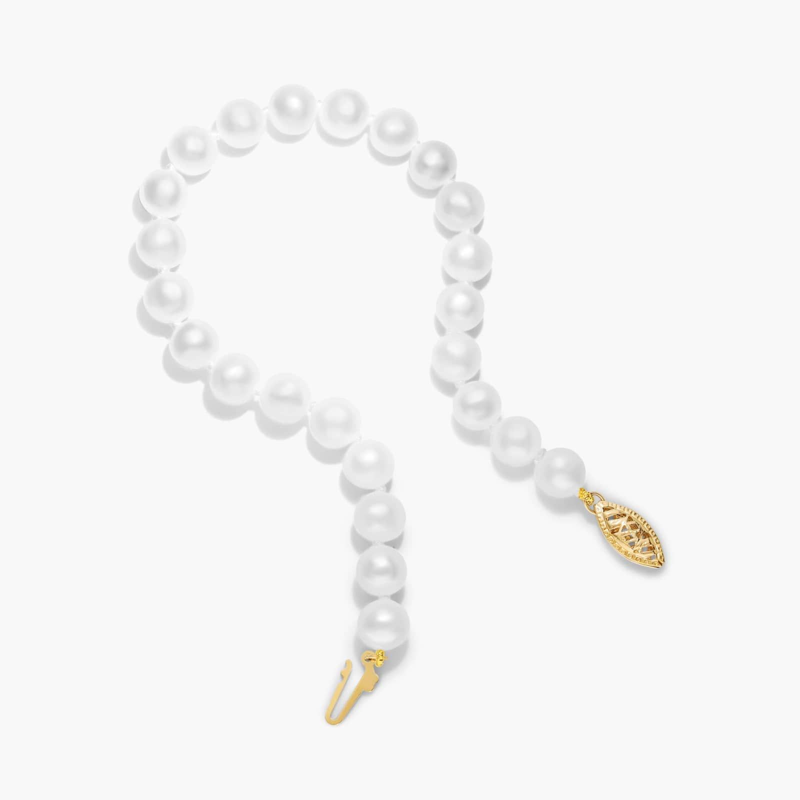 Freshwater Cultured Pearl Fish Clasp Bracelet In 14K Yellow Gold (6-7 mm) By James Allen