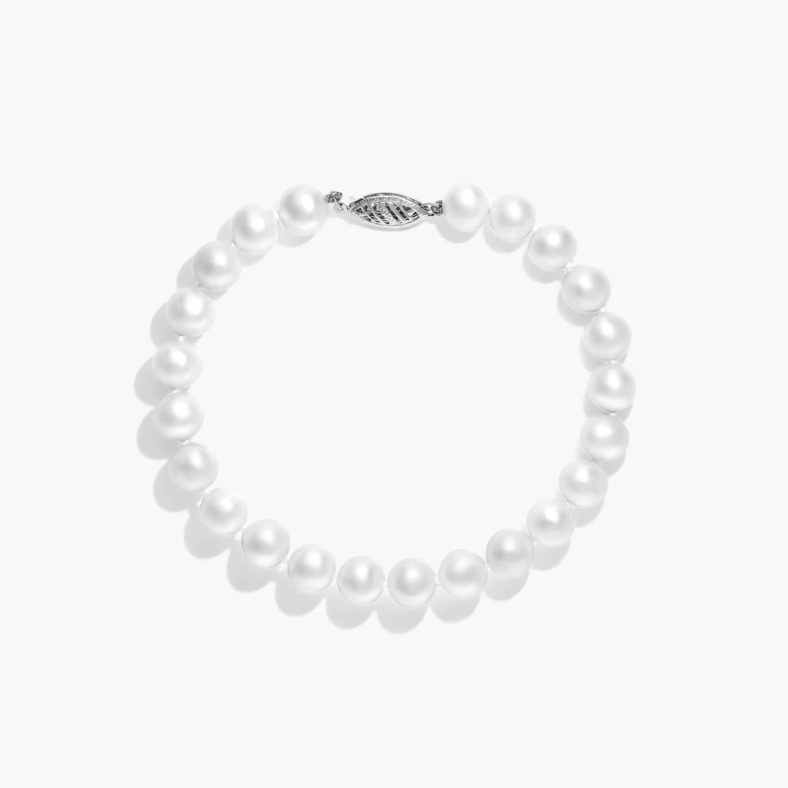 Freshwater Cultured Pearl Fish Clasp Bracelet In 14K White Gold (7-8 mm) By James Allen