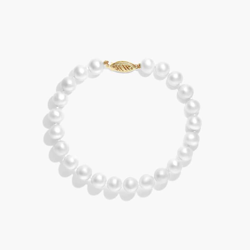 Freshwater Cultured Pearl Fish Clasp Bracelet In 14K Yellow Gold (7-8 mm) By James Allen