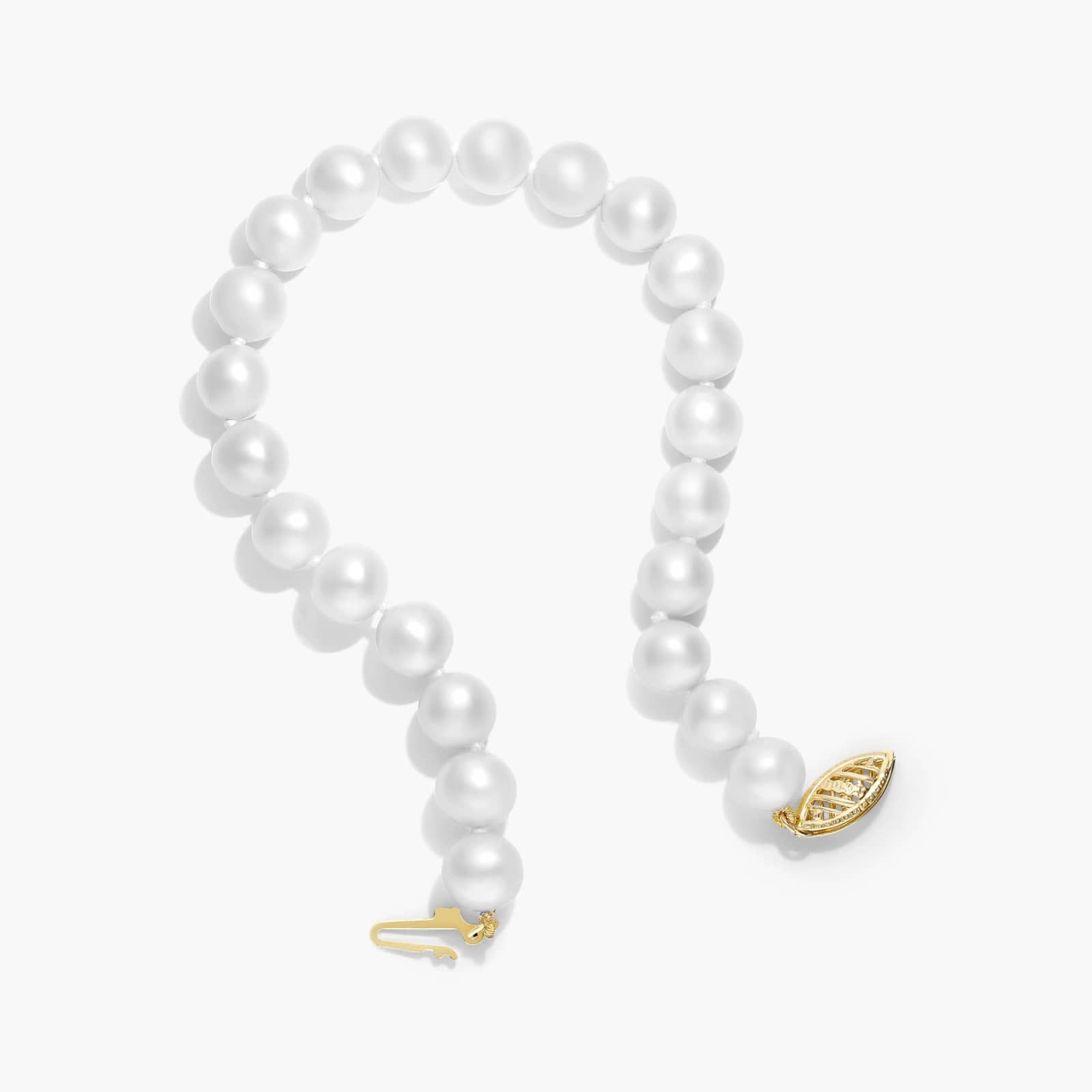 Freshwater Cultured Pearl Fish Clasp Bracelet In 14K Yellow Gold (7-8 mm) By James Allen