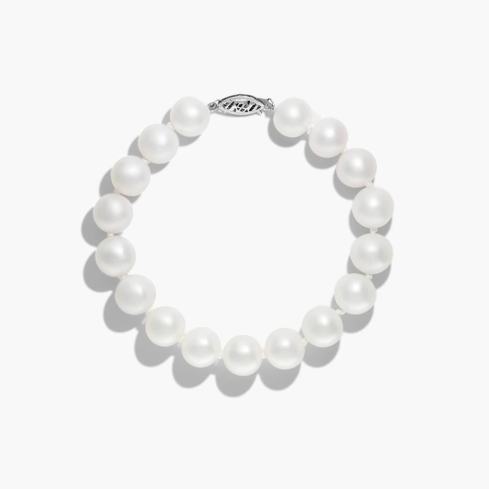 Freshwater Cultured Pearl Fish Clasp Bracelet In 14K White Gold (9-10 mm) By James Allen