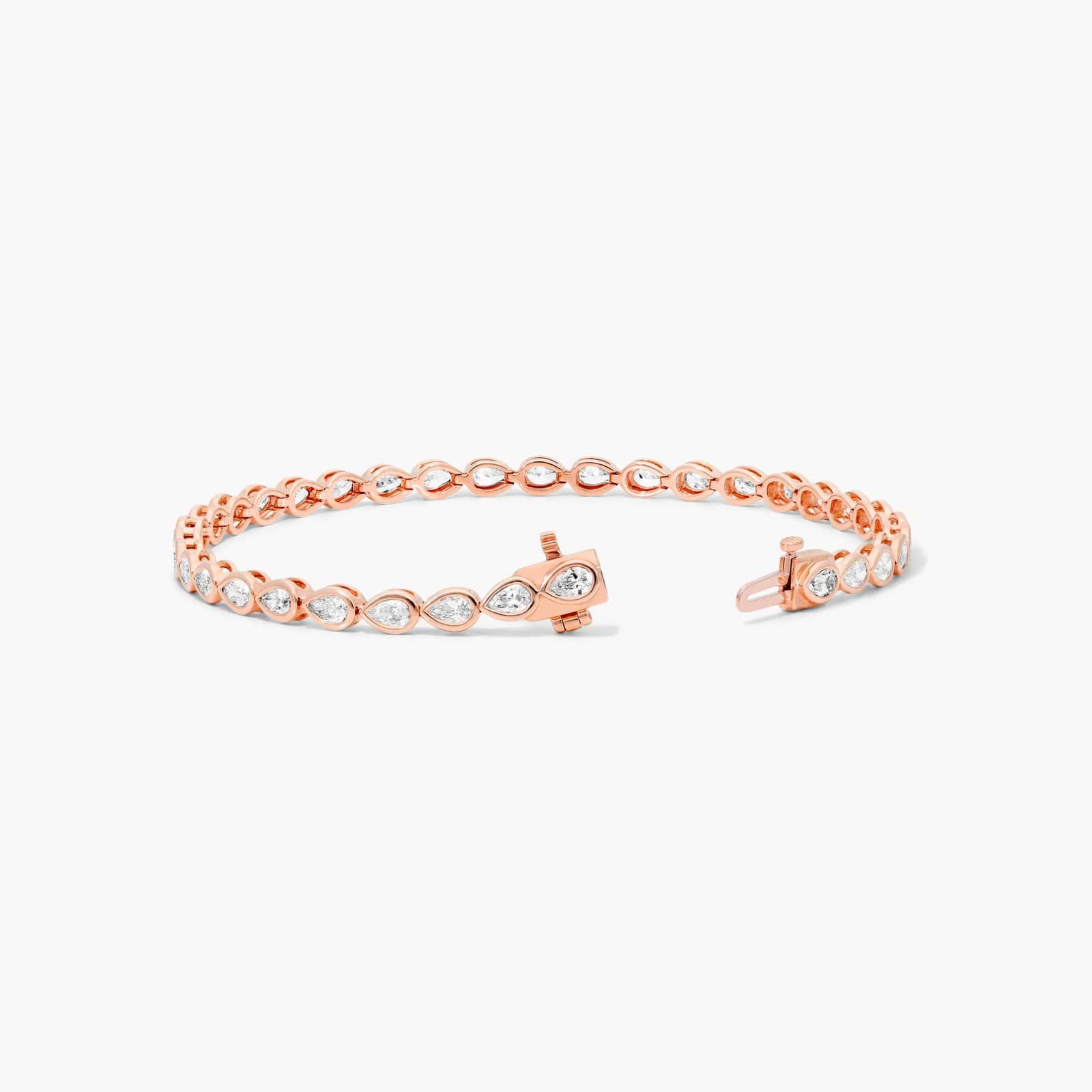 Bezel Tennis Bracelet With Pear Cut Diamonds In 14K Rose Gold By James Allen