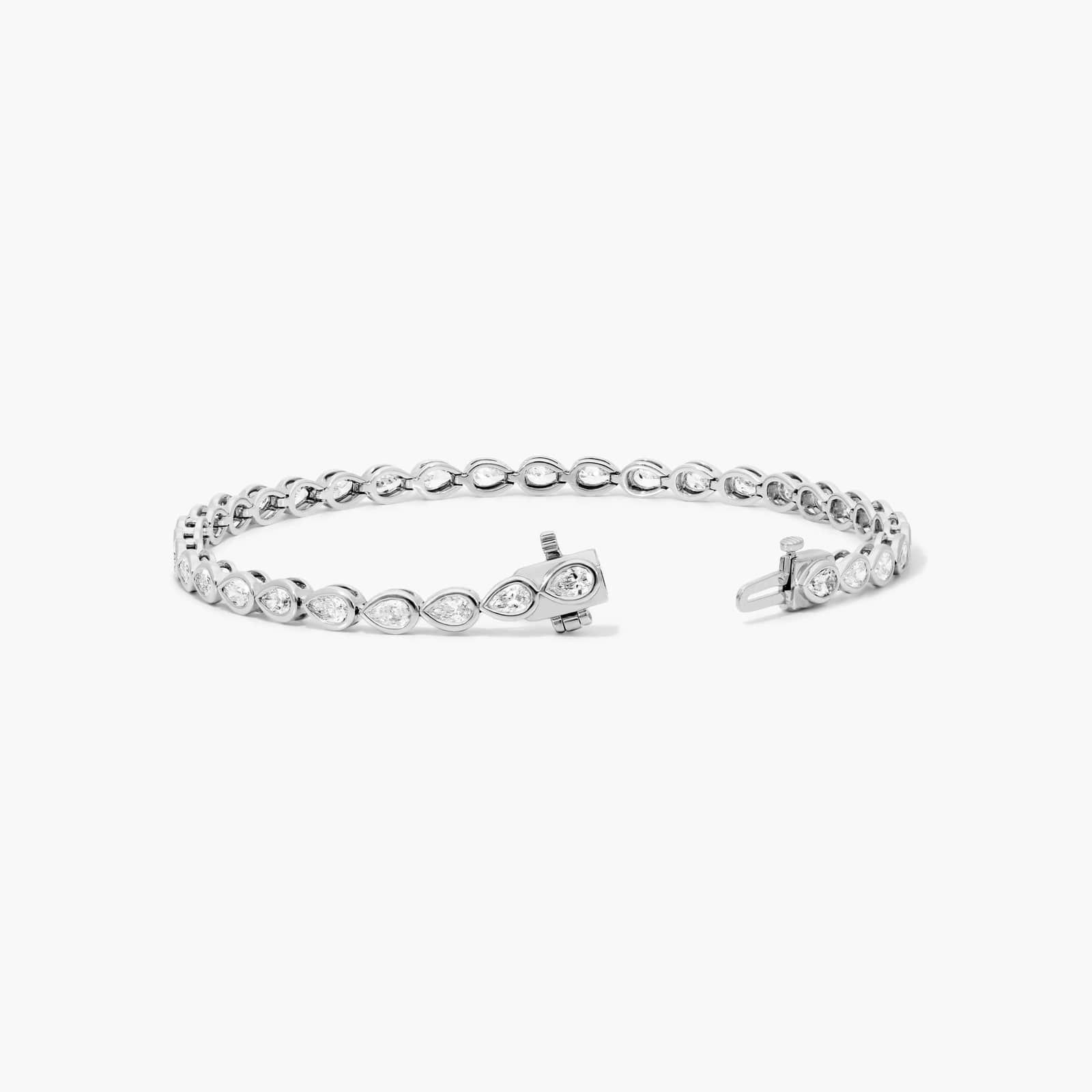 Bezel Tennis Bracelet With Pear Cut Diamonds In 14K White Gold By James Allen
