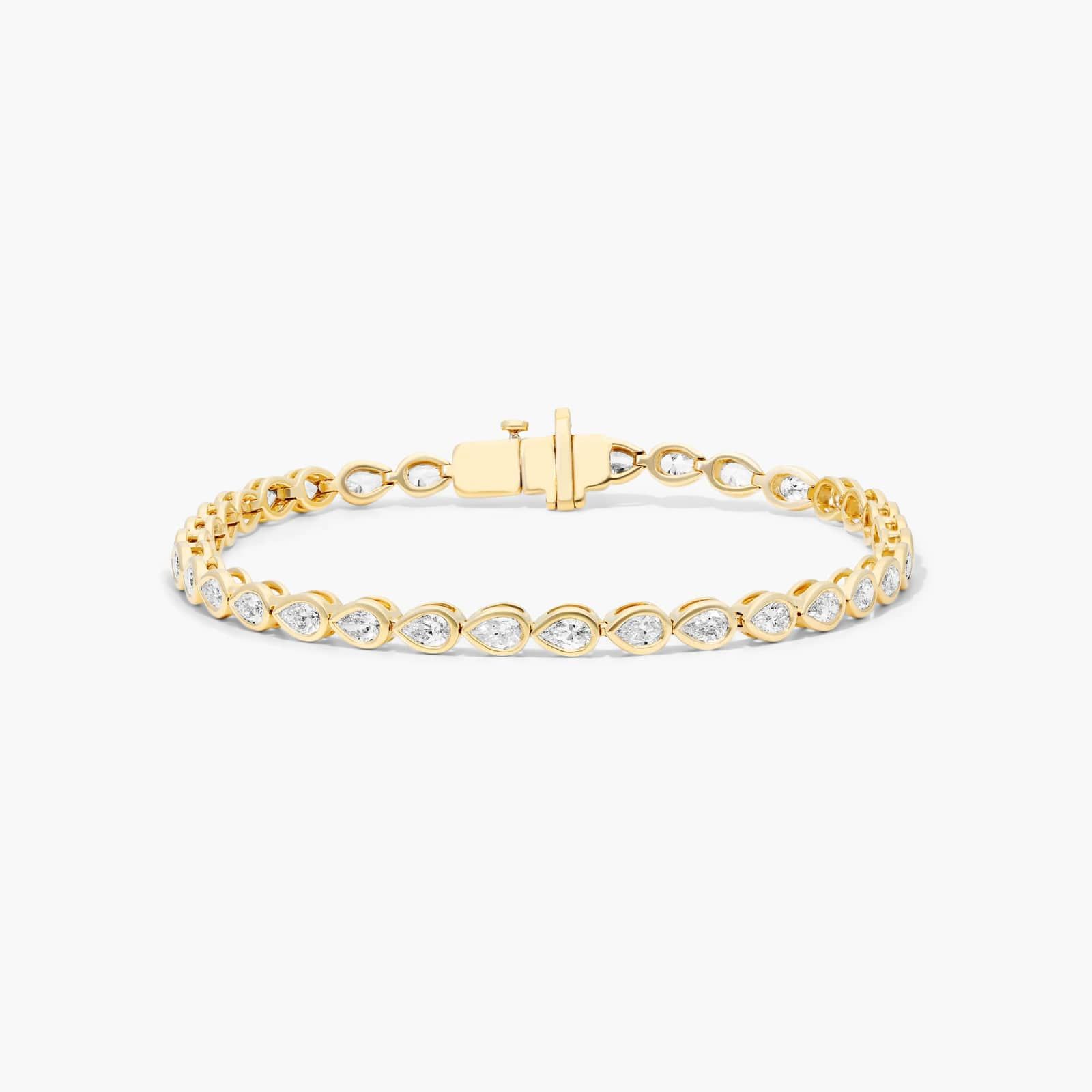 Bezel Tennis Bracelet With Pear Cut Lab-Grown Diamonds In 14K Yellow Gold By James Allen