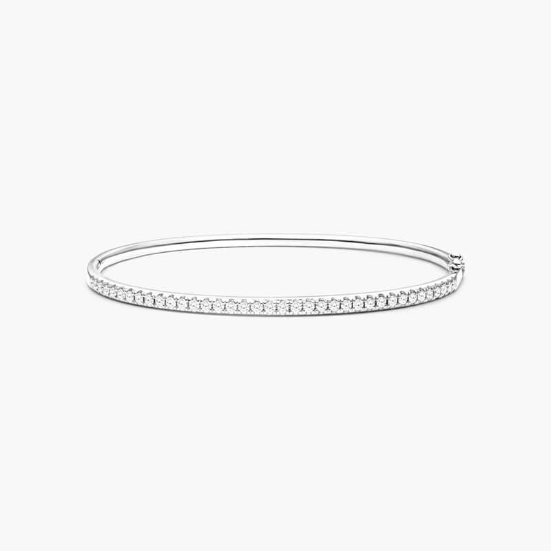Single Row Diamond Bangle In 14K White Gold By James Allen