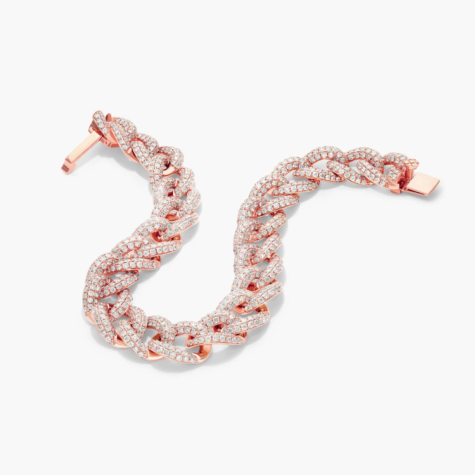 Pavé Curb Chain Diamond Bracelet in 14K Rose Gold By James Allen