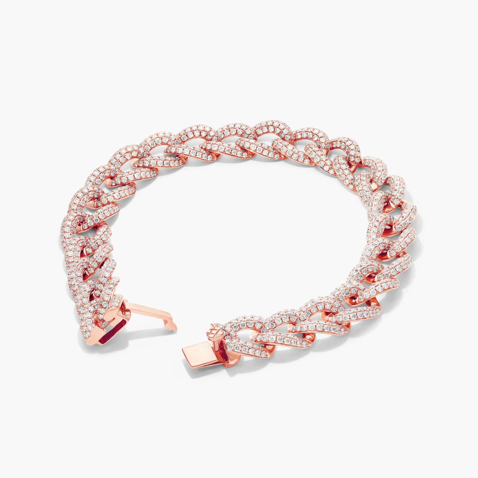 Pavé Curb Chain Diamond Bracelet in 14K Rose Gold By James Allen