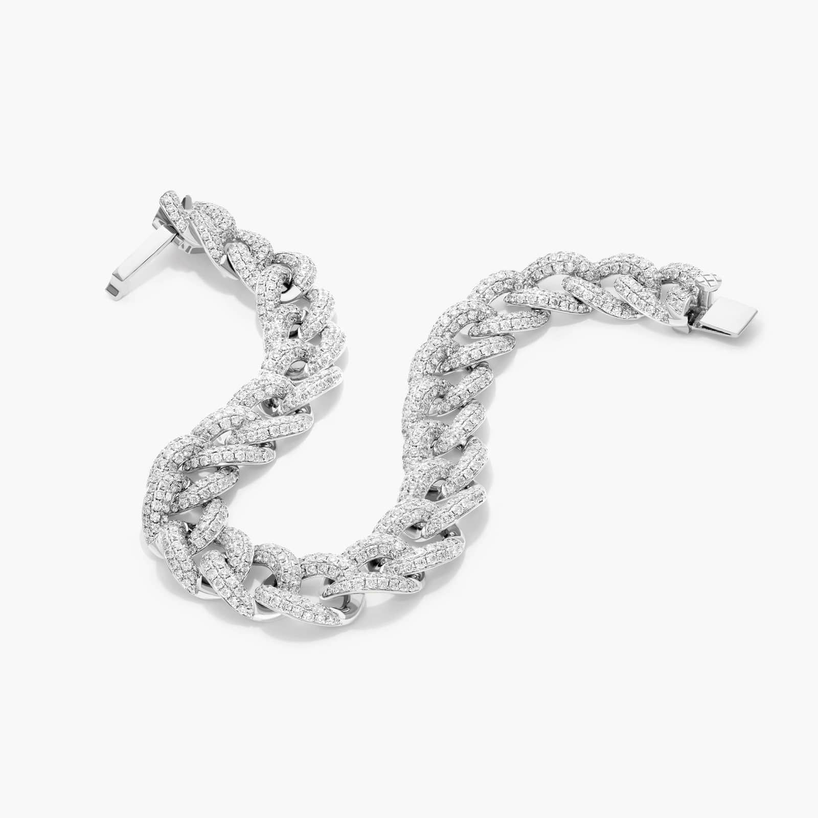 Pavé Curb Chain Diamond Bracelet In 14K White Gold By James Allen