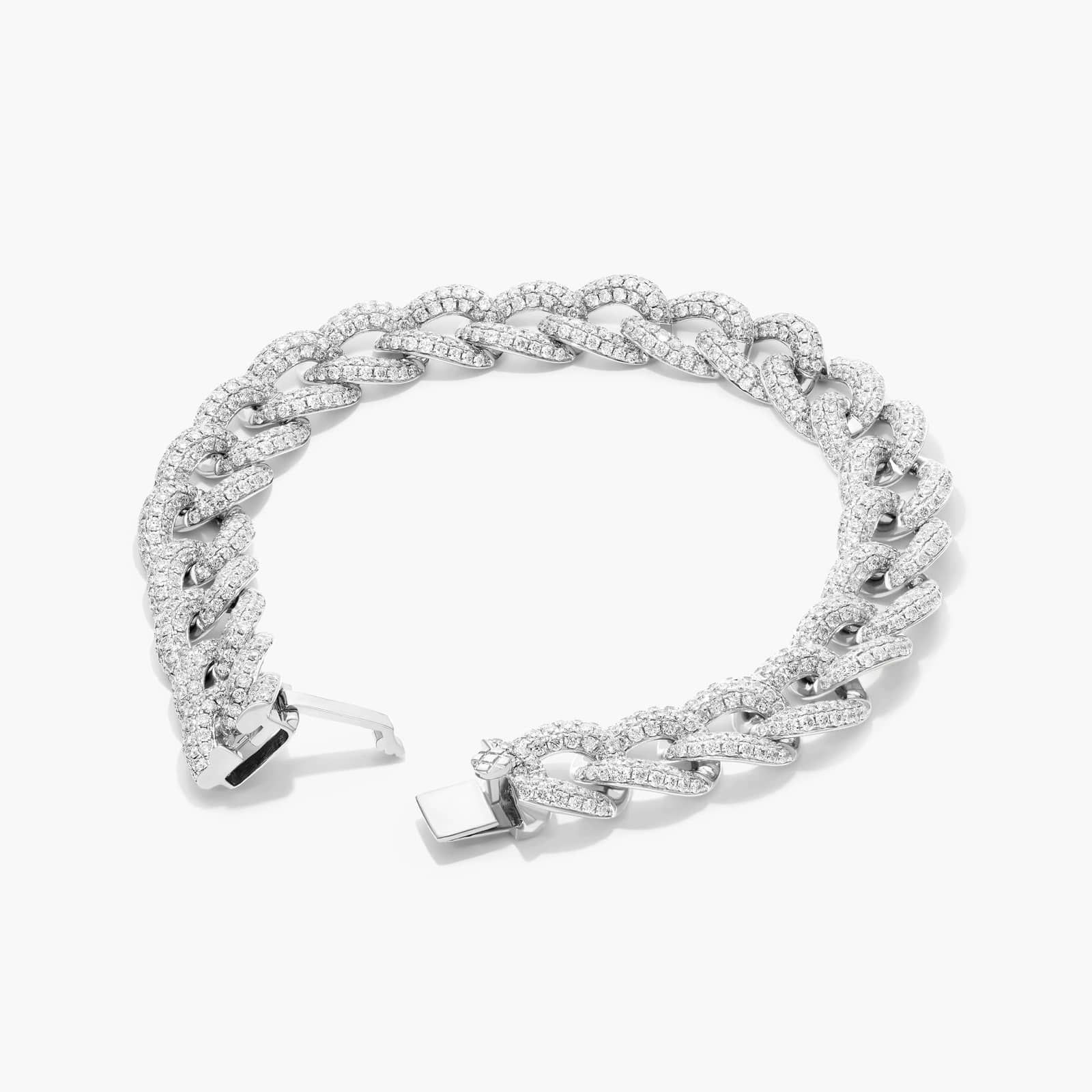 Pavé Curb Chain Diamond Bracelet In 14K White Gold By James Allen