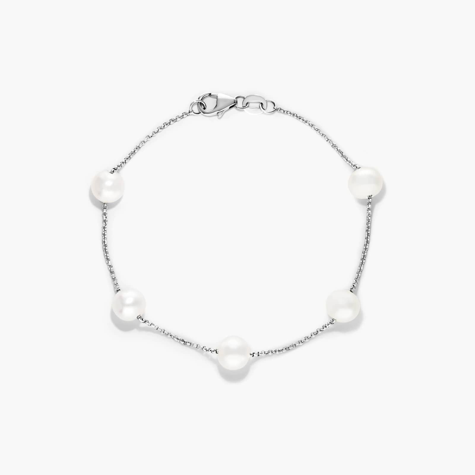 Freshwater Cultured Pearl Station Bracelet In 14K White Gold By James Allen