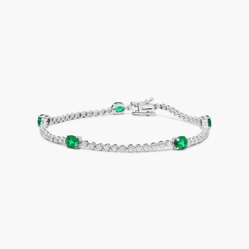 Emerald Station Tennis Bracelet In 14K White Gold By James Allen