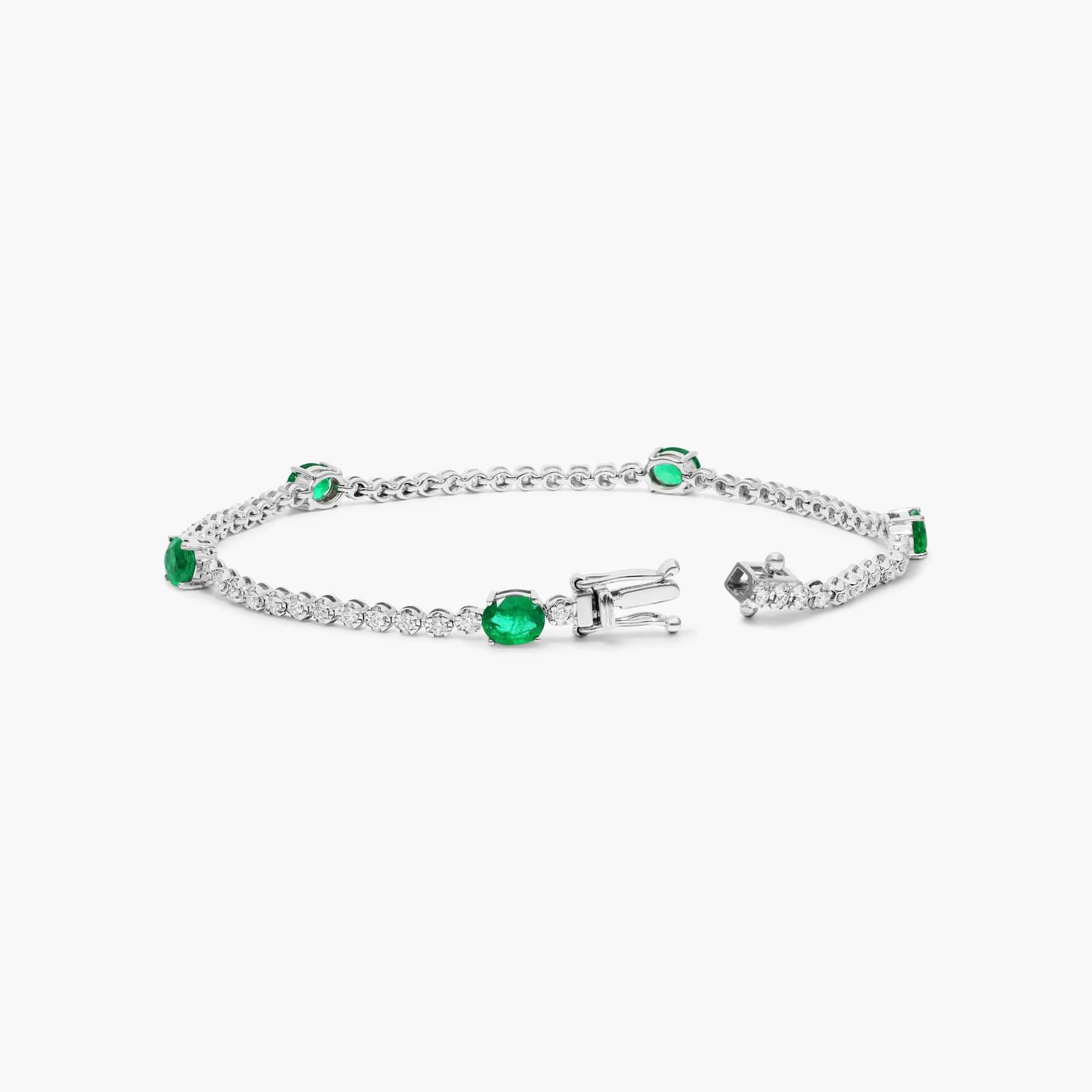 Emerald Station Tennis Bracelet In 14K White Gold By James Allen