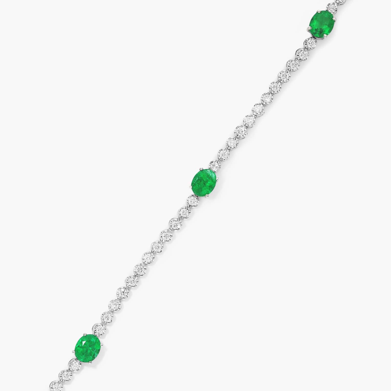 Emerald Station Tennis Bracelet In 14K White Gold By James Allen
