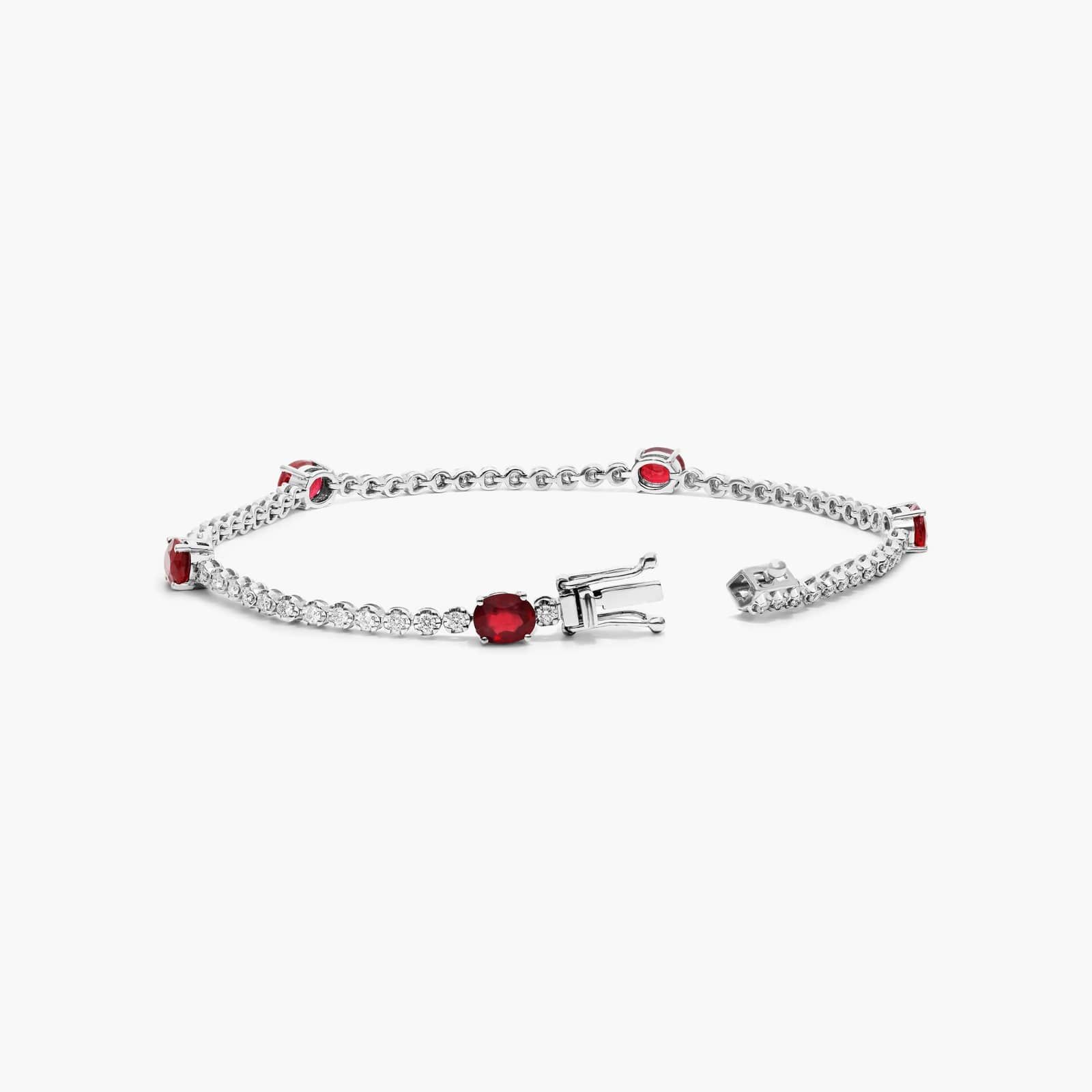 Ruby And Diamond Station Tennis Bracelet In 14K White Gold By James Allen