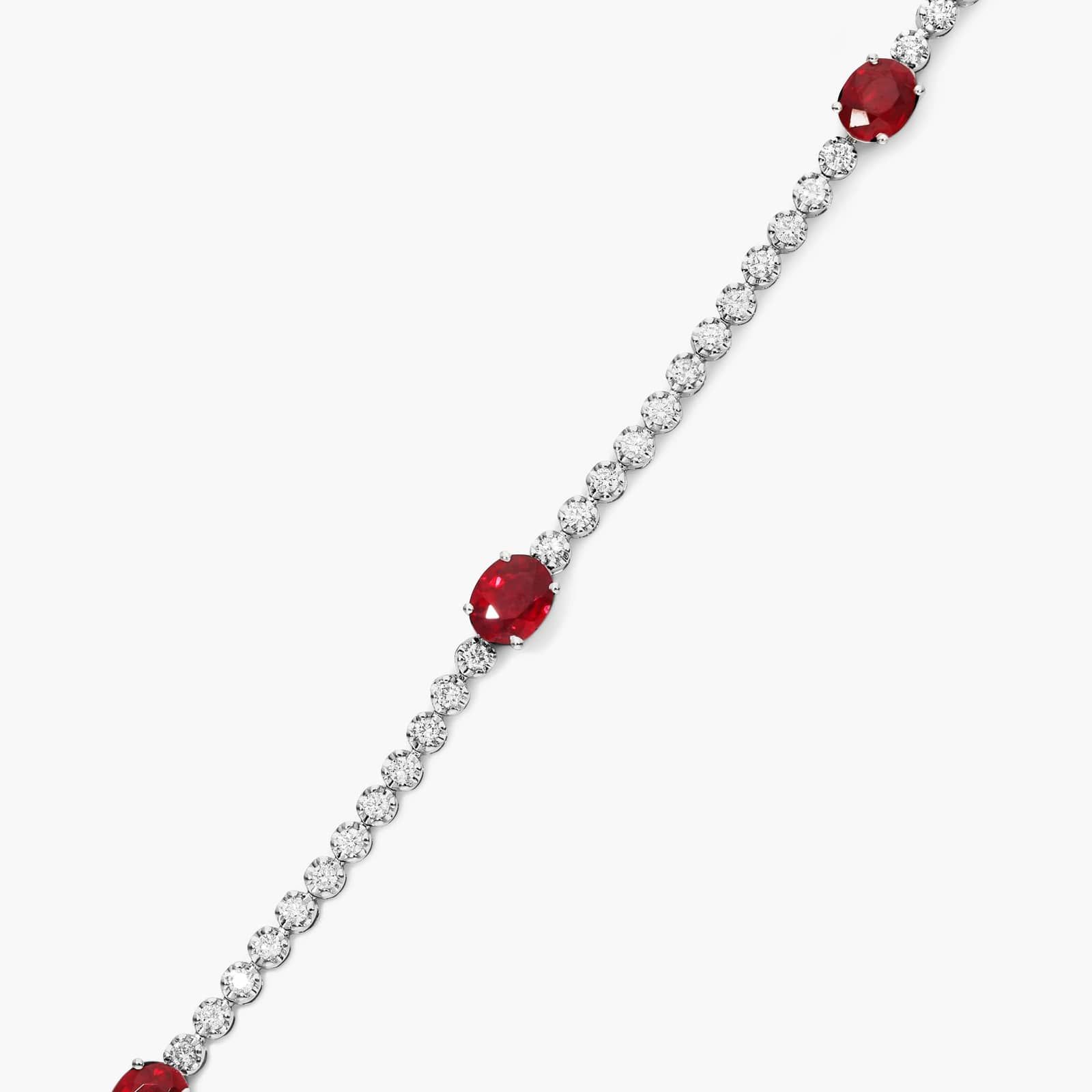 Ruby And Diamond Station Tennis Bracelet In 14K White Gold By James Allen