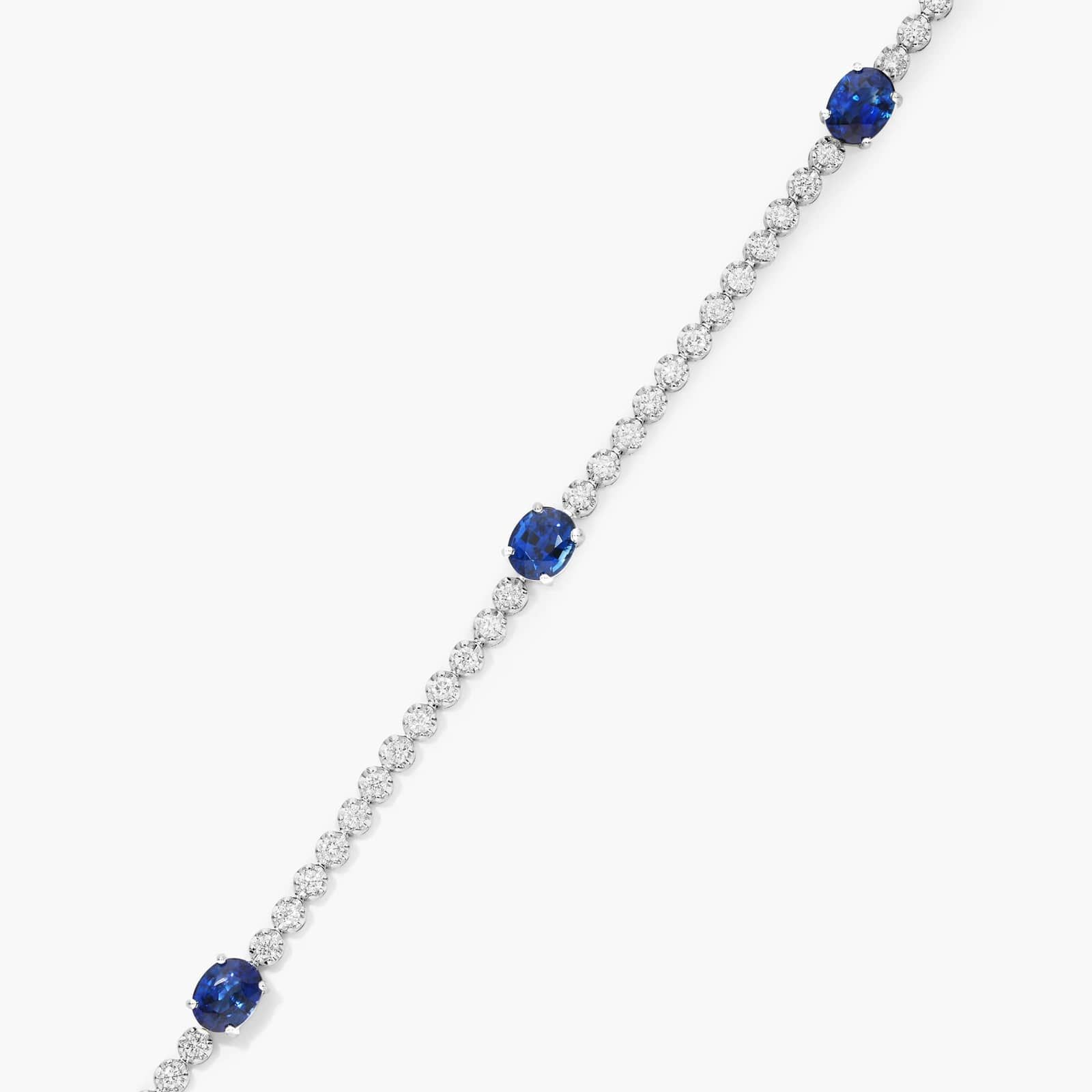 Sapphire And Diamond Station Tennis Bracelet In 14K White Gold By James Allen
