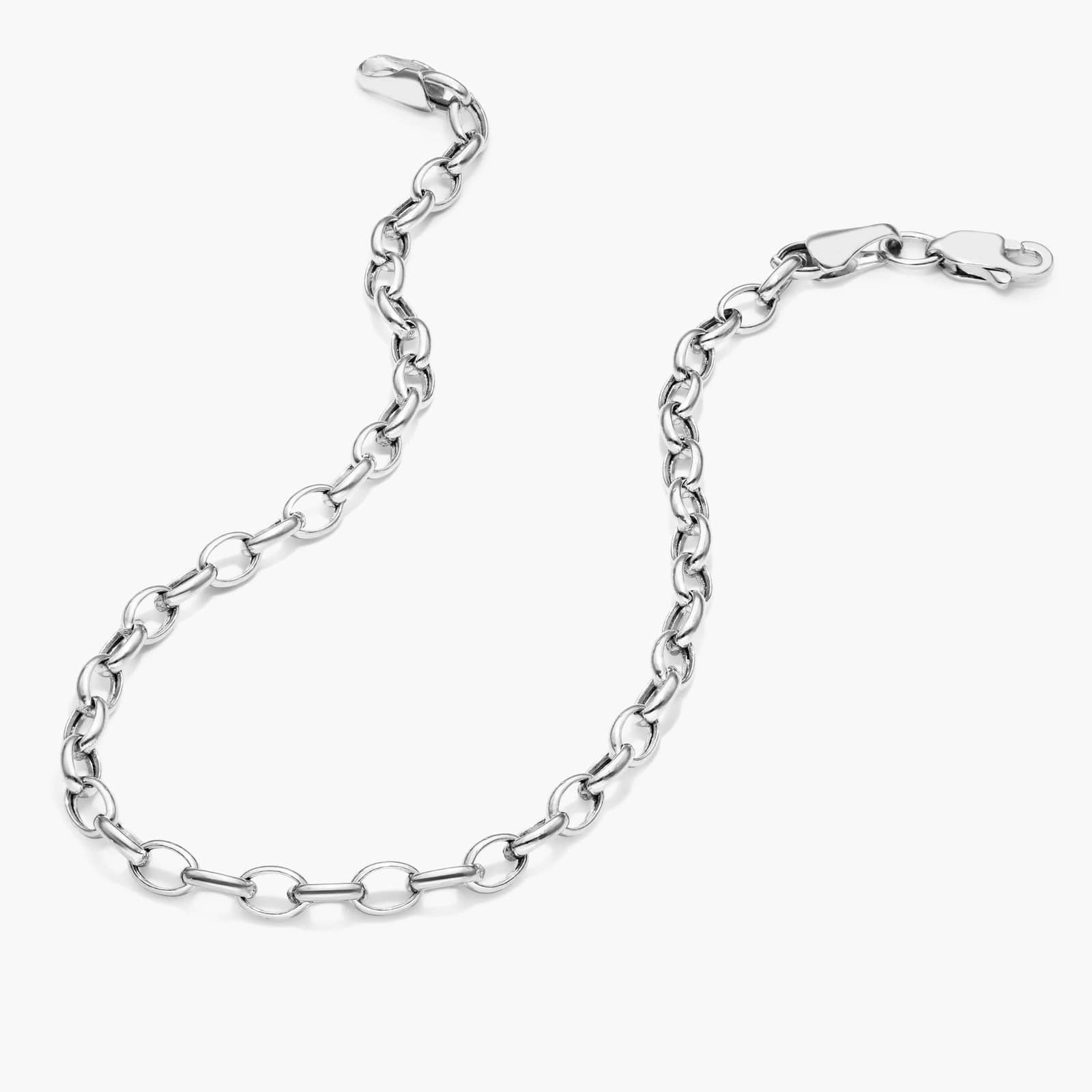 Oval Rolo Chain Bracelet In 14K White Gold (7") By James Allen