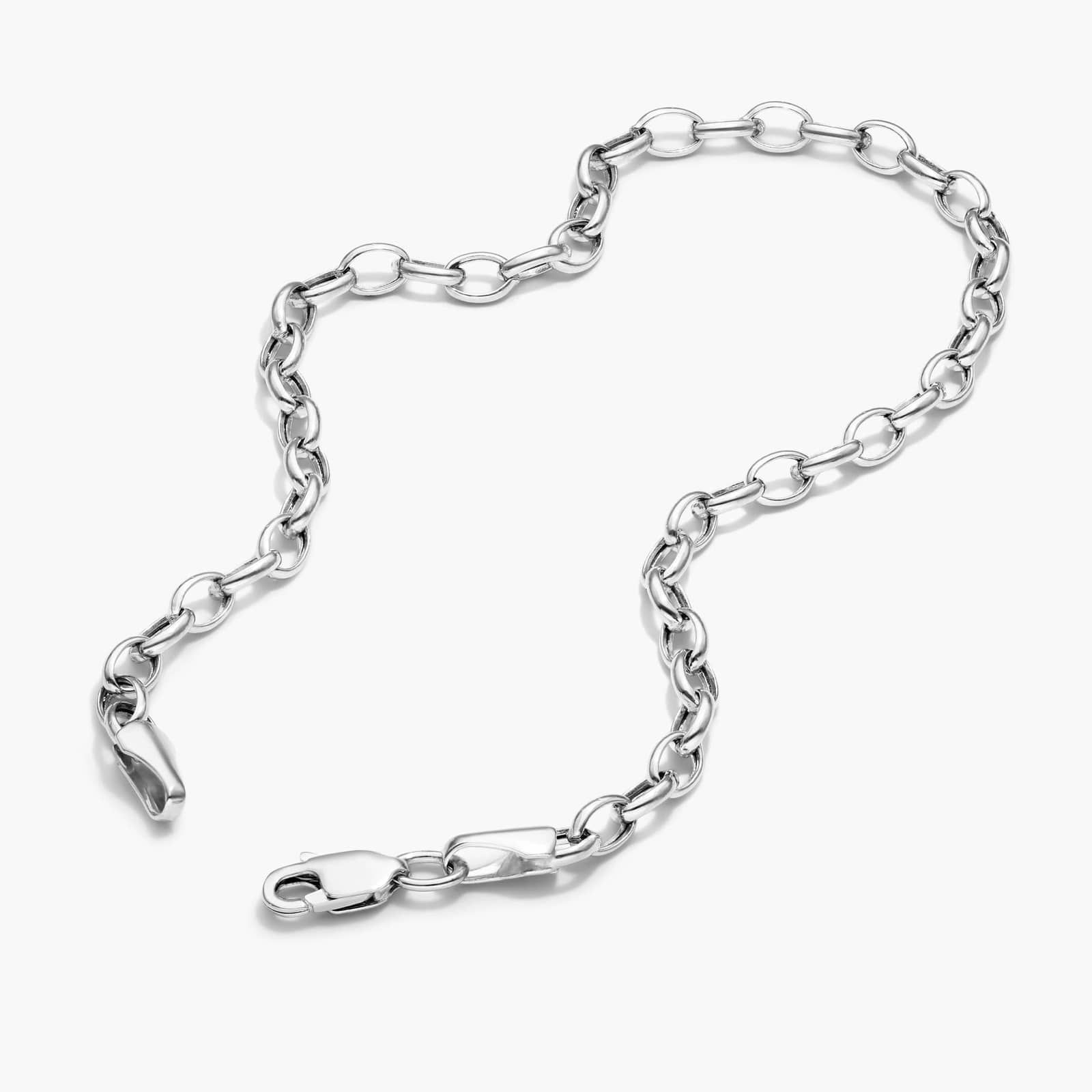 Oval Rolo Chain Bracelet In 14K White Gold (7") By James Allen