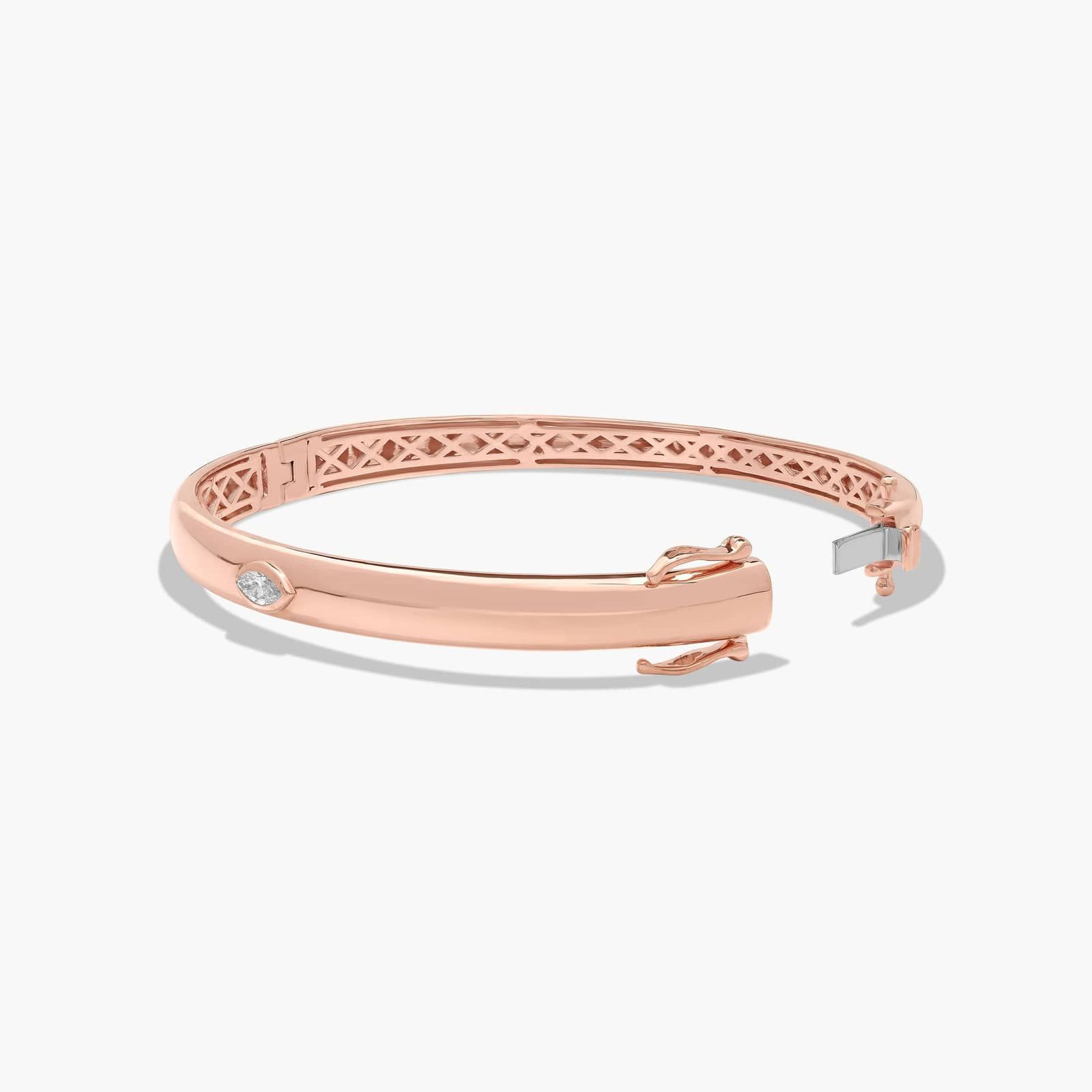 14K Rose Gold Fancy Bezels Lab Grown Marquise Diamond Bangle Bracelet By James Allen