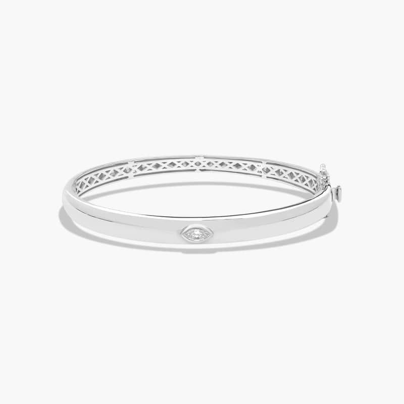 14K White Gold Fancy Bezels Lab Grown Marquise Diamond Bangle Bracelet By James Allen