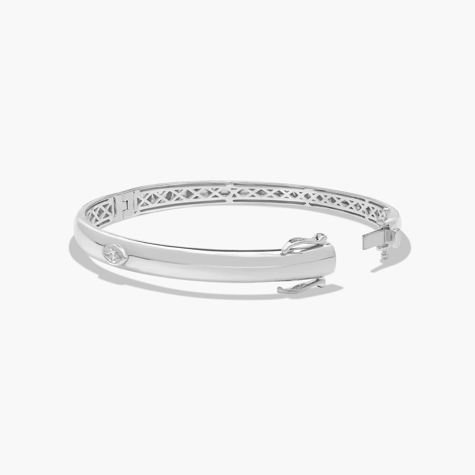 14K White Gold Fancy Bezels Lab Grown Marquise Diamond Bangle Bracelet By James Allen