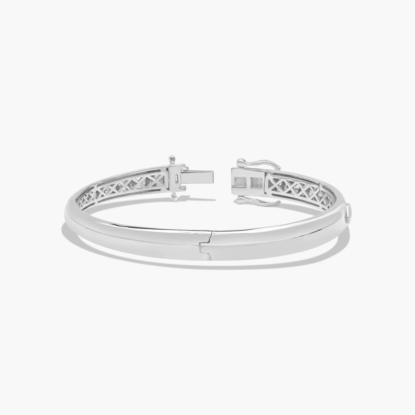 14K White Gold Fancy Bezels Lab Grown Marquise Diamond Bangle Bracelet By James Allen