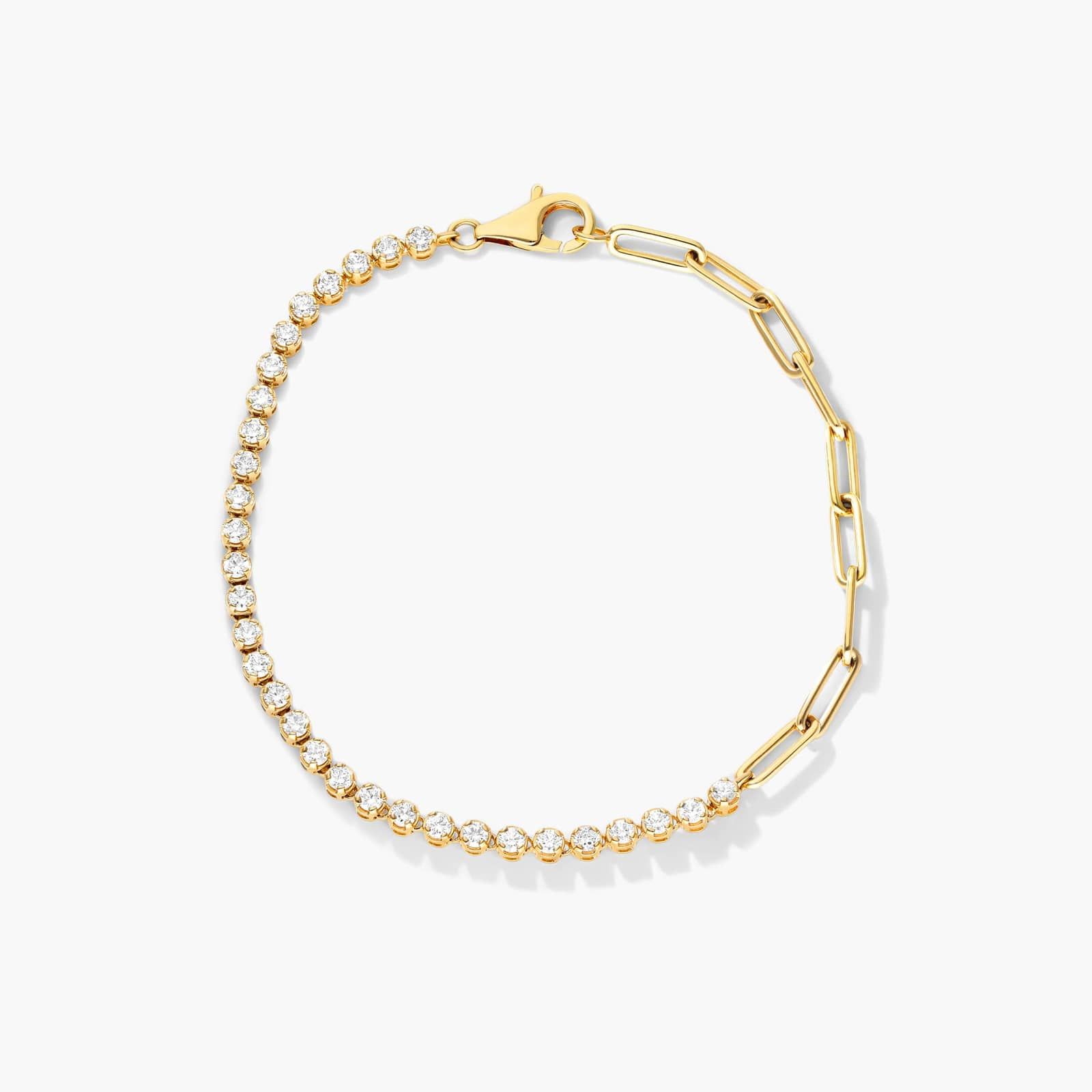 Paperclip And Diamond Tennis Bracelet In 14K Yellow Gold By James Allen